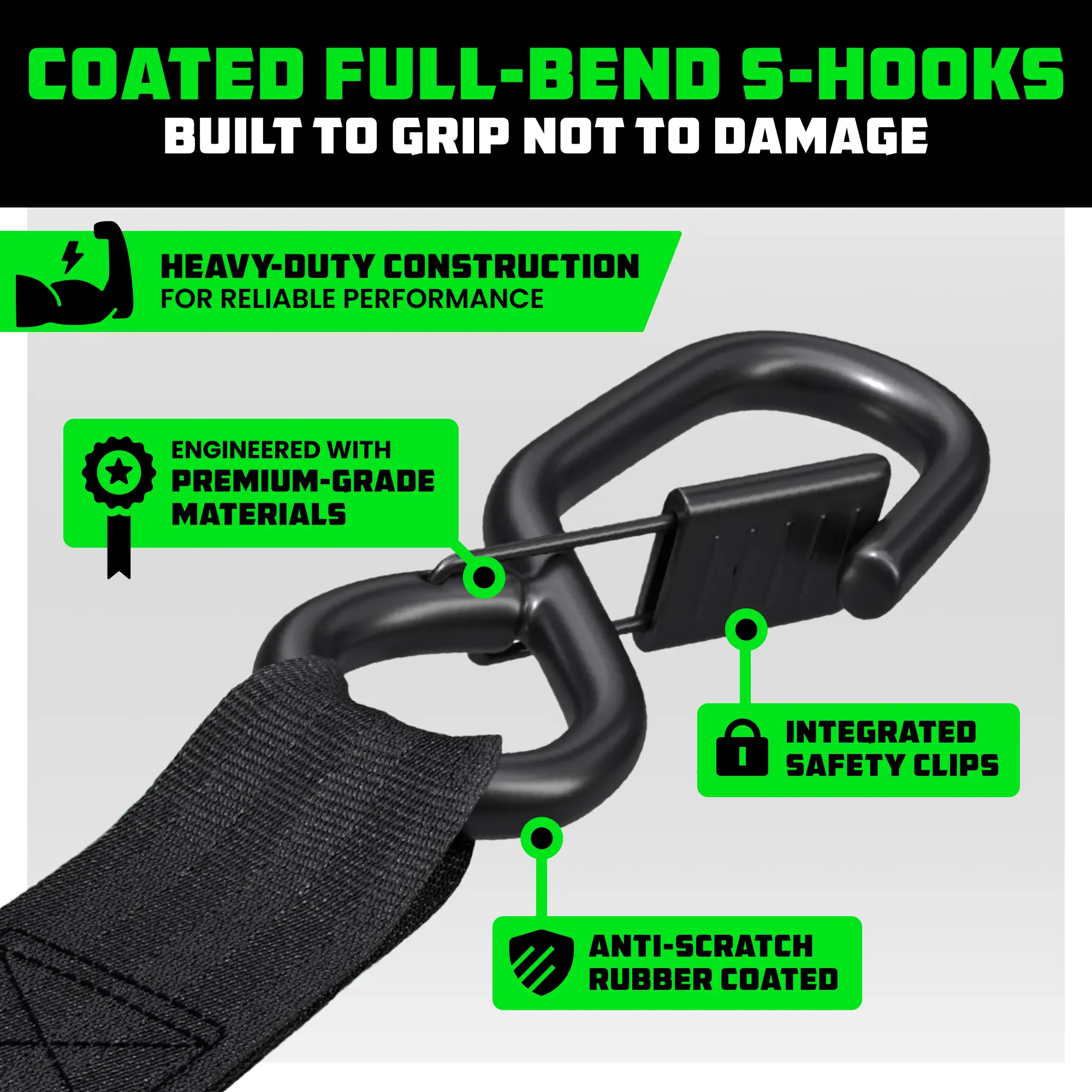 2" x 10' Retractable Ratchet Straps 2- or 4-Pack - (3,033lb Break Strength) - Heavy Duty Self Retracting Tie Down Straps for Truck, Cargo Trailer
