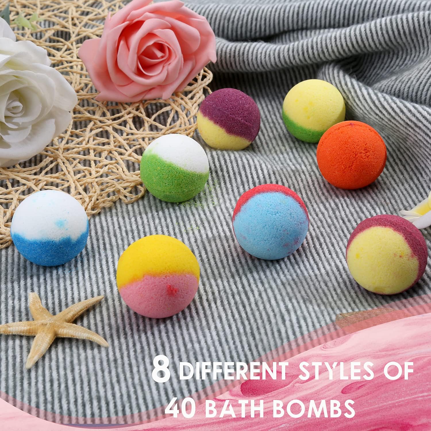48pcs Bath Bombs for Kids with Toy Inside, Organic Colorful Bubble Bath for Kids Safe, Best Birthday, Party