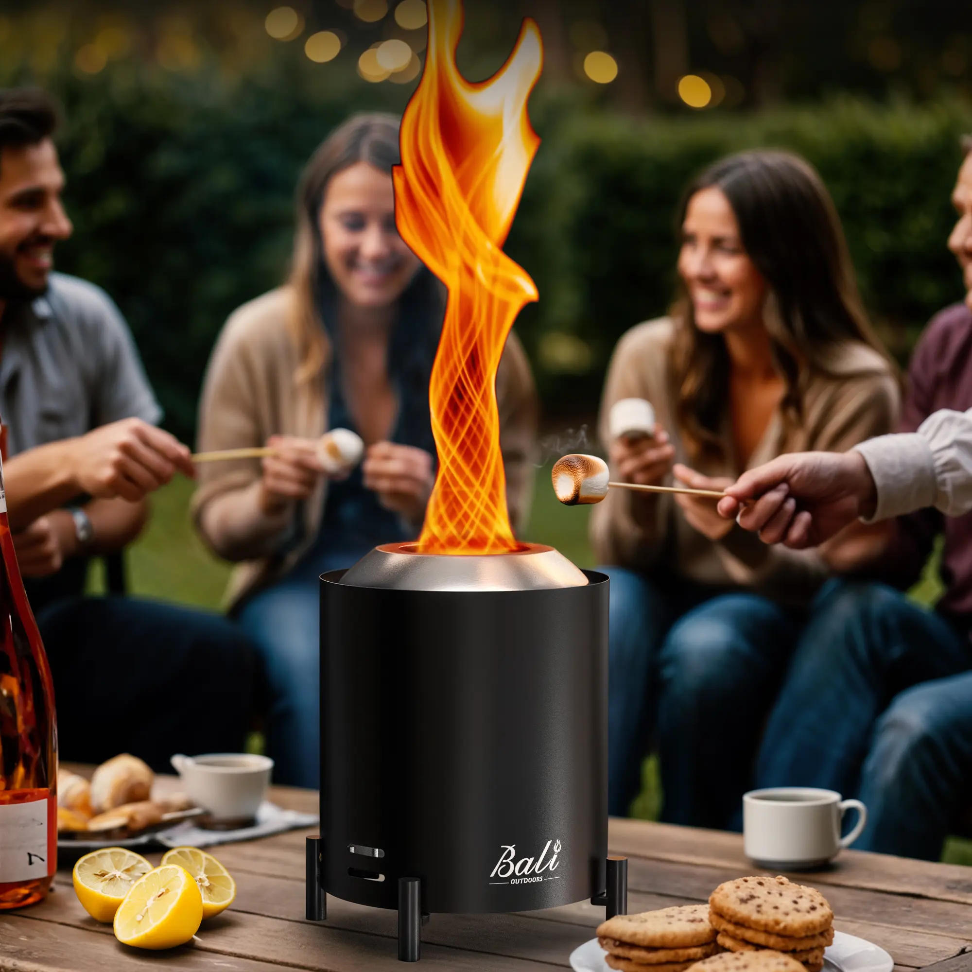 6.5 inch Pellet Tabletop Fire Pit Round, Stainless Steel Table Top Firepit Small, Outdoor Smokeless Firepit Portable, Burning Firepit