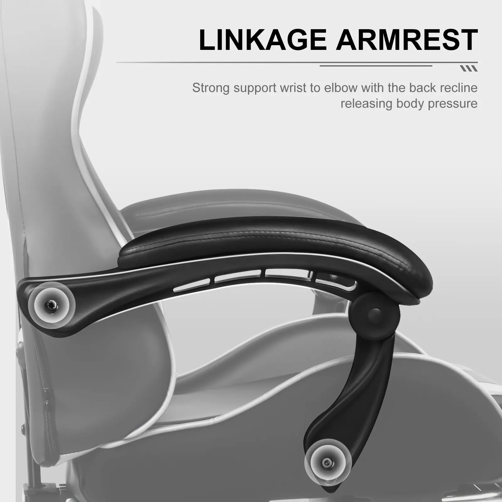 PU Leather Computer Gaming Chair - Ergonomic 360° Swivel Office & Man Cave Furniture with Padded Arms, Footrest, Lumbar Support, Headrest, Height Adjustment (Pearl White)