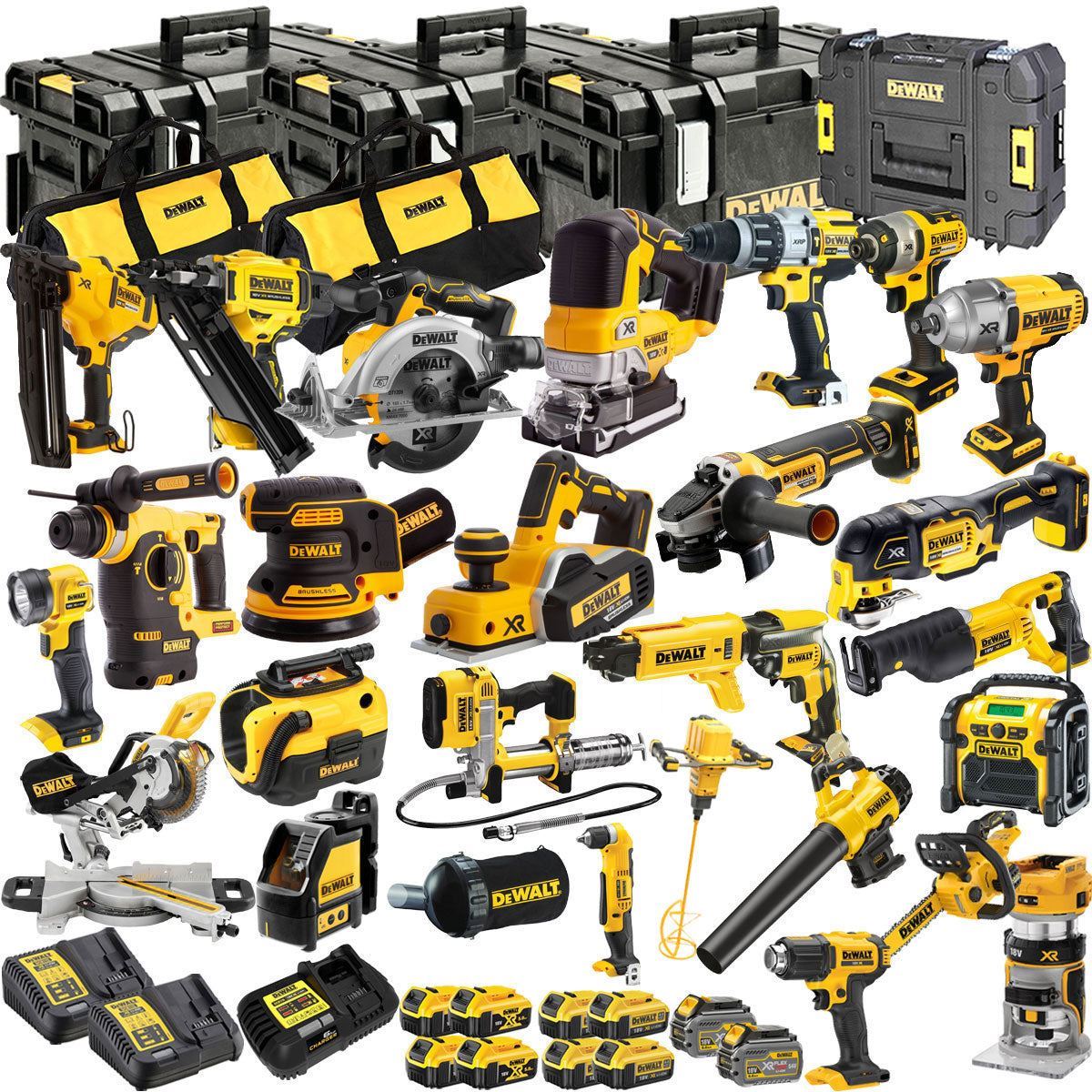 DCKT4T26P 18V XR 26 Piece Power Tool Kit with 10 x Battery Charger & TStak Tool Storage