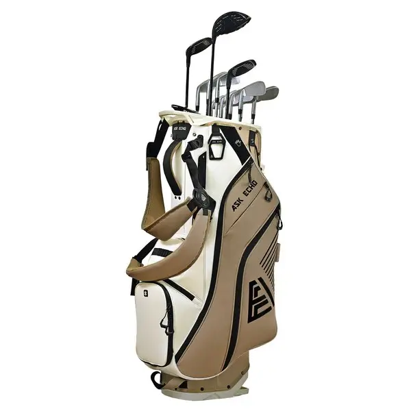 Golf Soundless Hybrid Stand Bag ST-LOCK Mecha 14 Way Dividers Quiet Bag / Toasted Almond