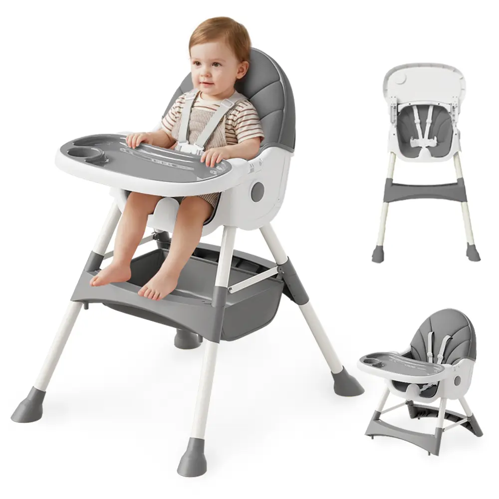 Baby High Chair 6 in 1 Convertible High Chair with 5-Point Safety Harness, Adjustable Dining Tray, Easy to Clean Surface, Robust Design, #SummerVibes