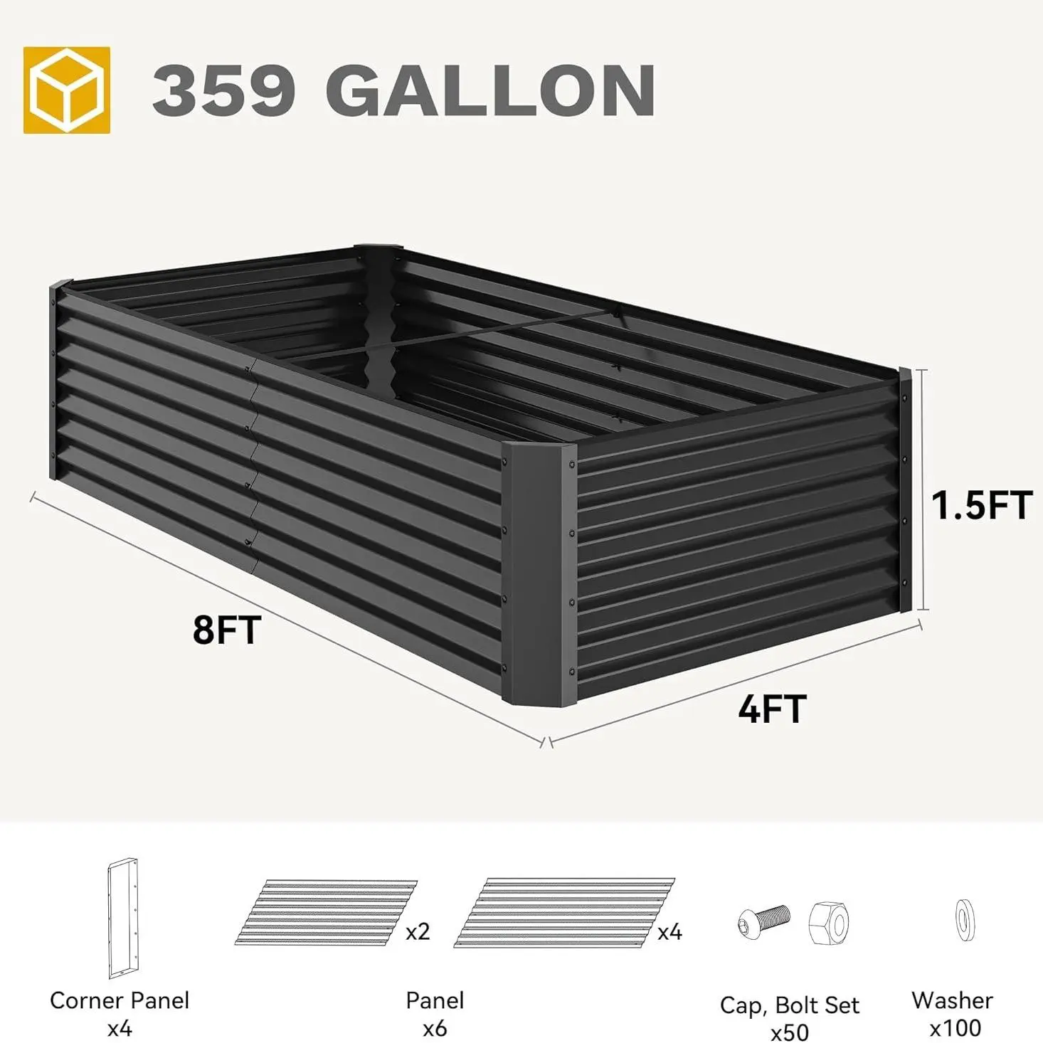 1pc Raised Garden Bed Kit, with Gloves & Tension Bar, Outdoor Patio Planter Box for Plants Vegetables Flowers