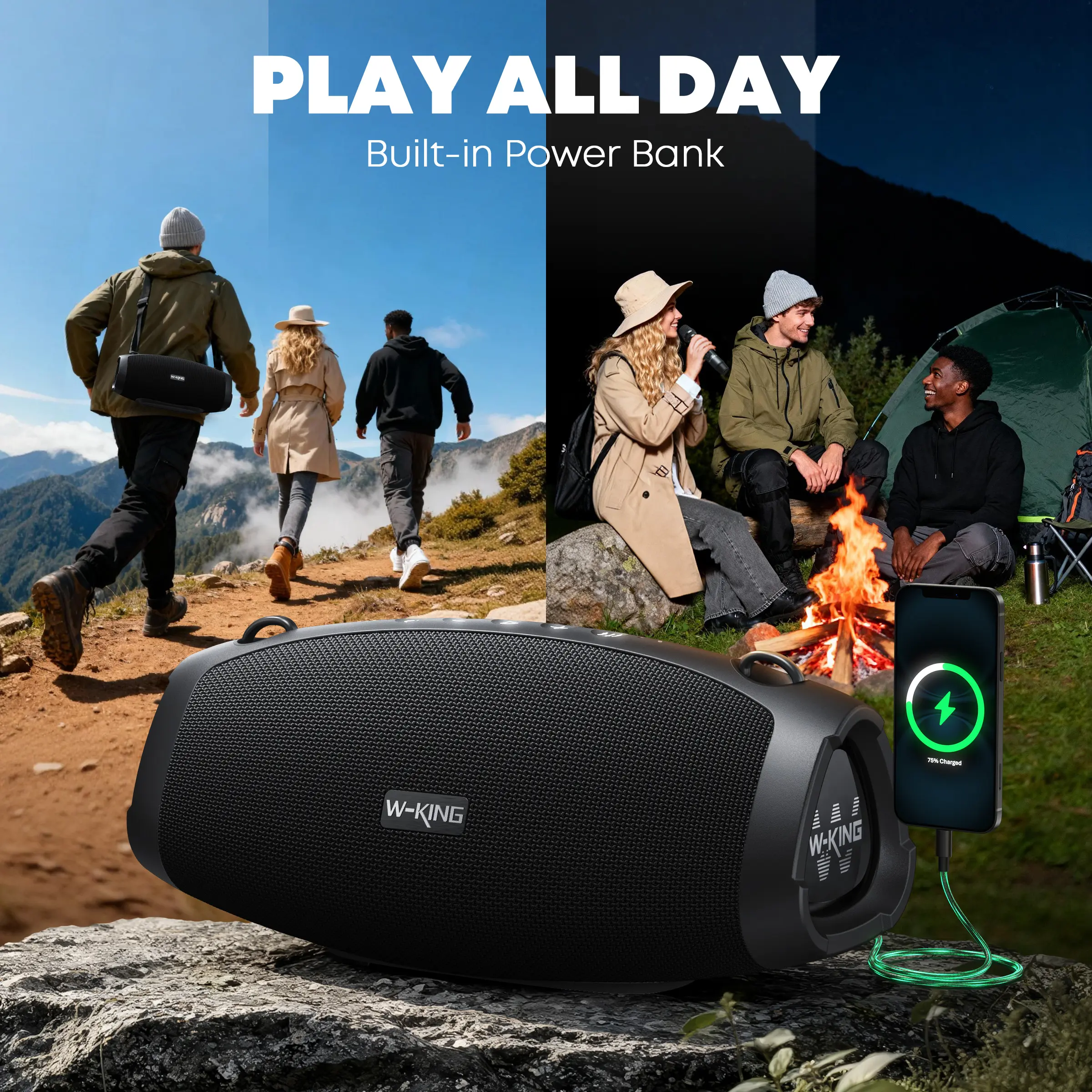 120W Bluetooth Speaker with Wireless Mic – IPX6 Waterproof, 42H Playtime, Deep Bass & Outdoor Party Ready