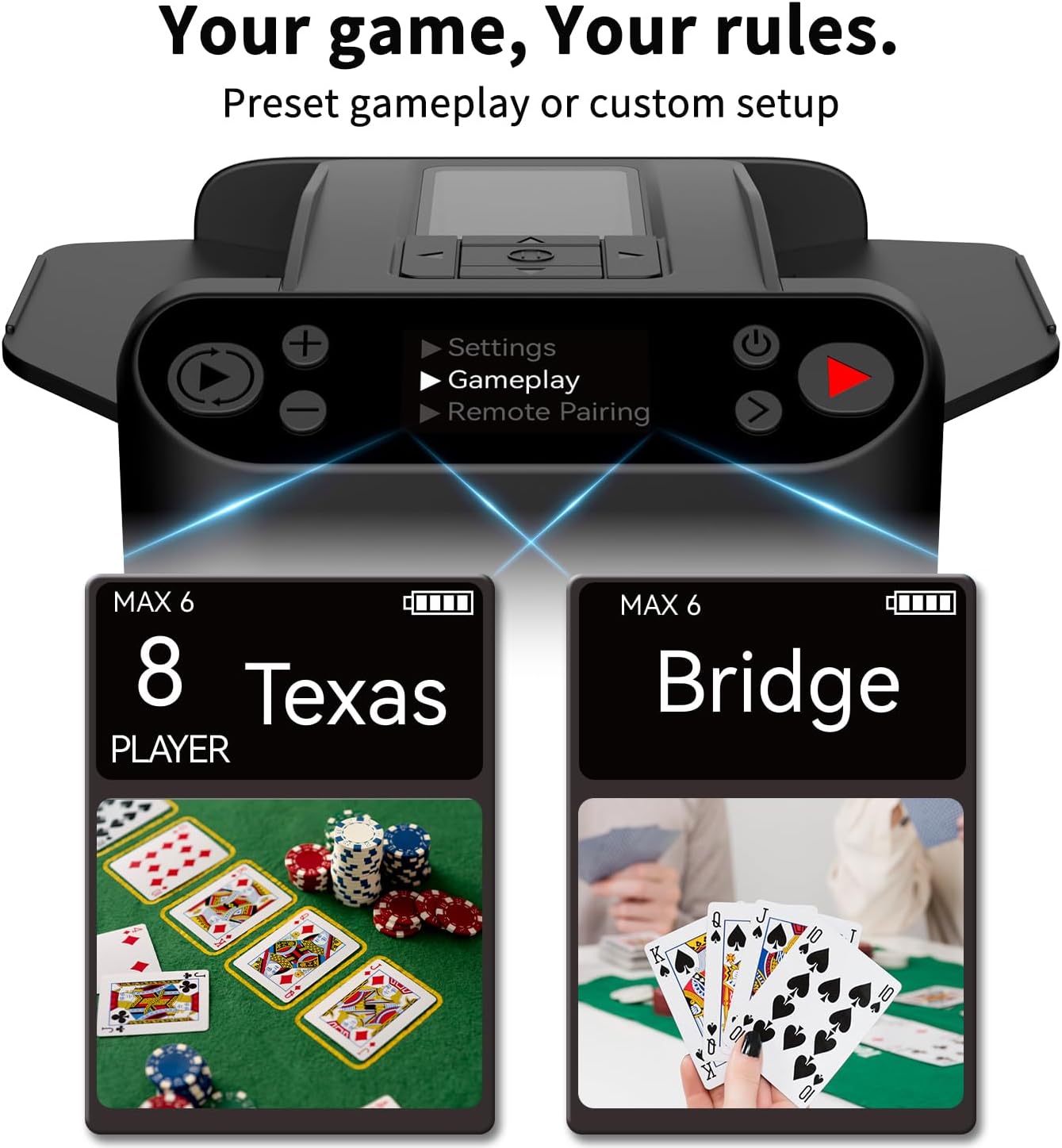 Automatic Card Shuffler & Dealer for 1-2 Decks, Rechargeable