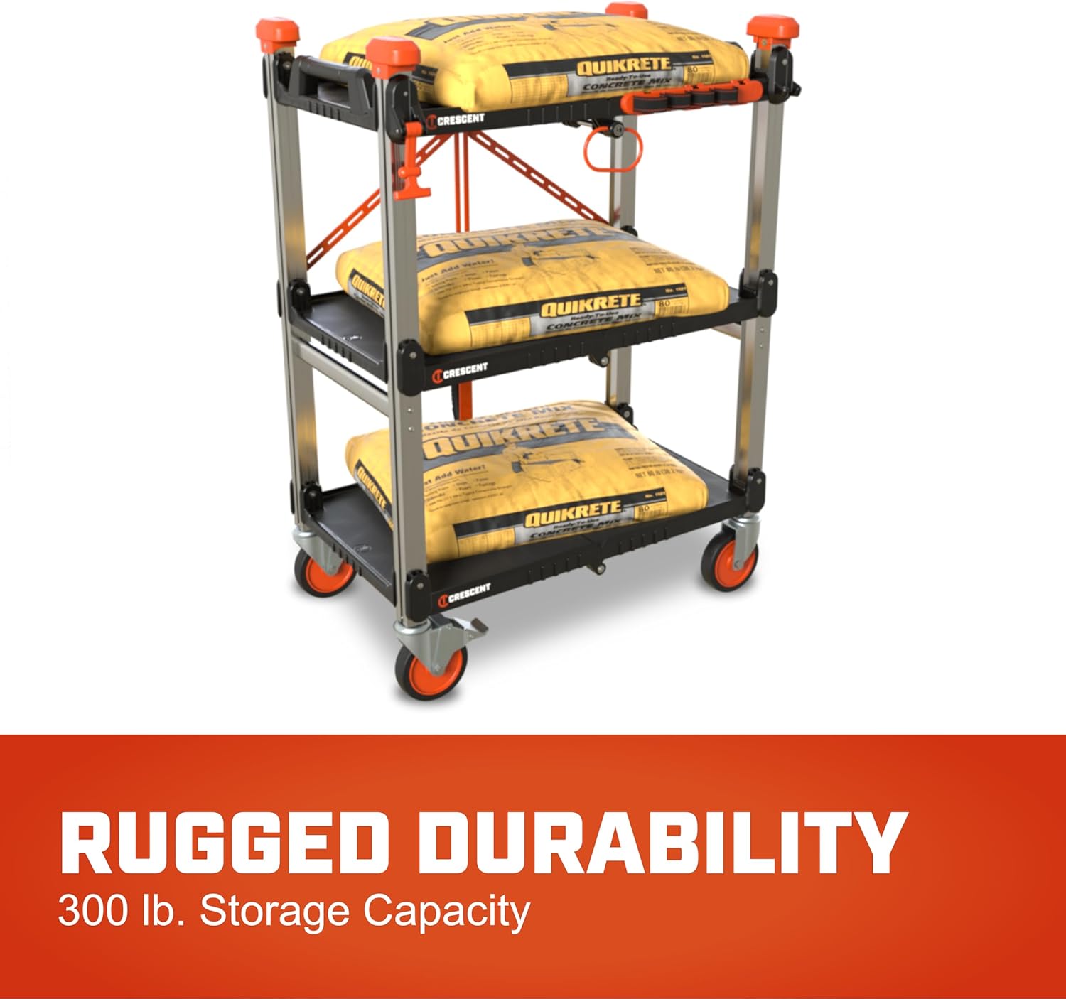 3 Shelf Heavy Duty Folding Jobsite Cart - 300-lb Capacity