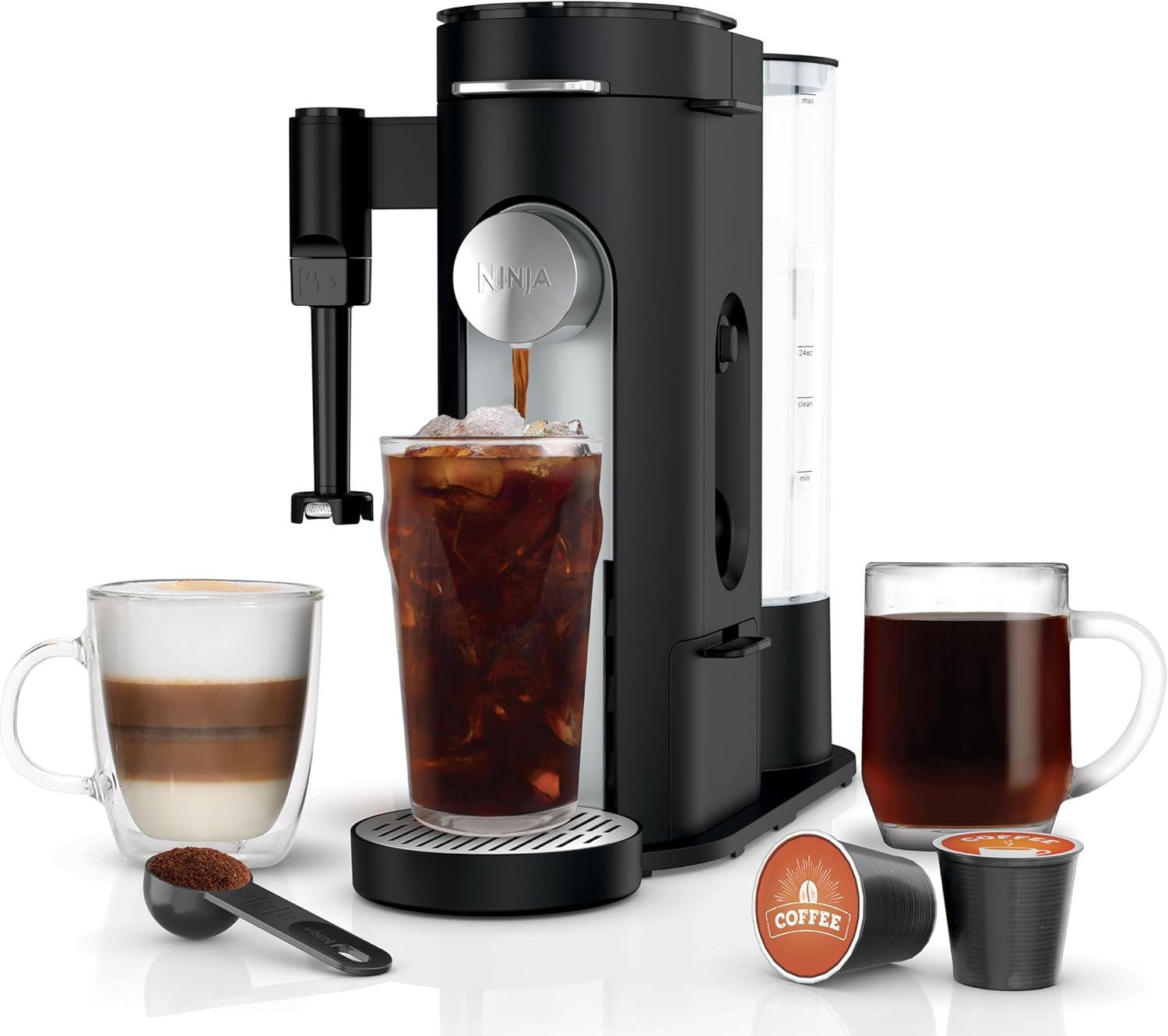 Single-Serve Coffee Maker – Compatible with Pods & Grounds, Specialty Coffee, Black