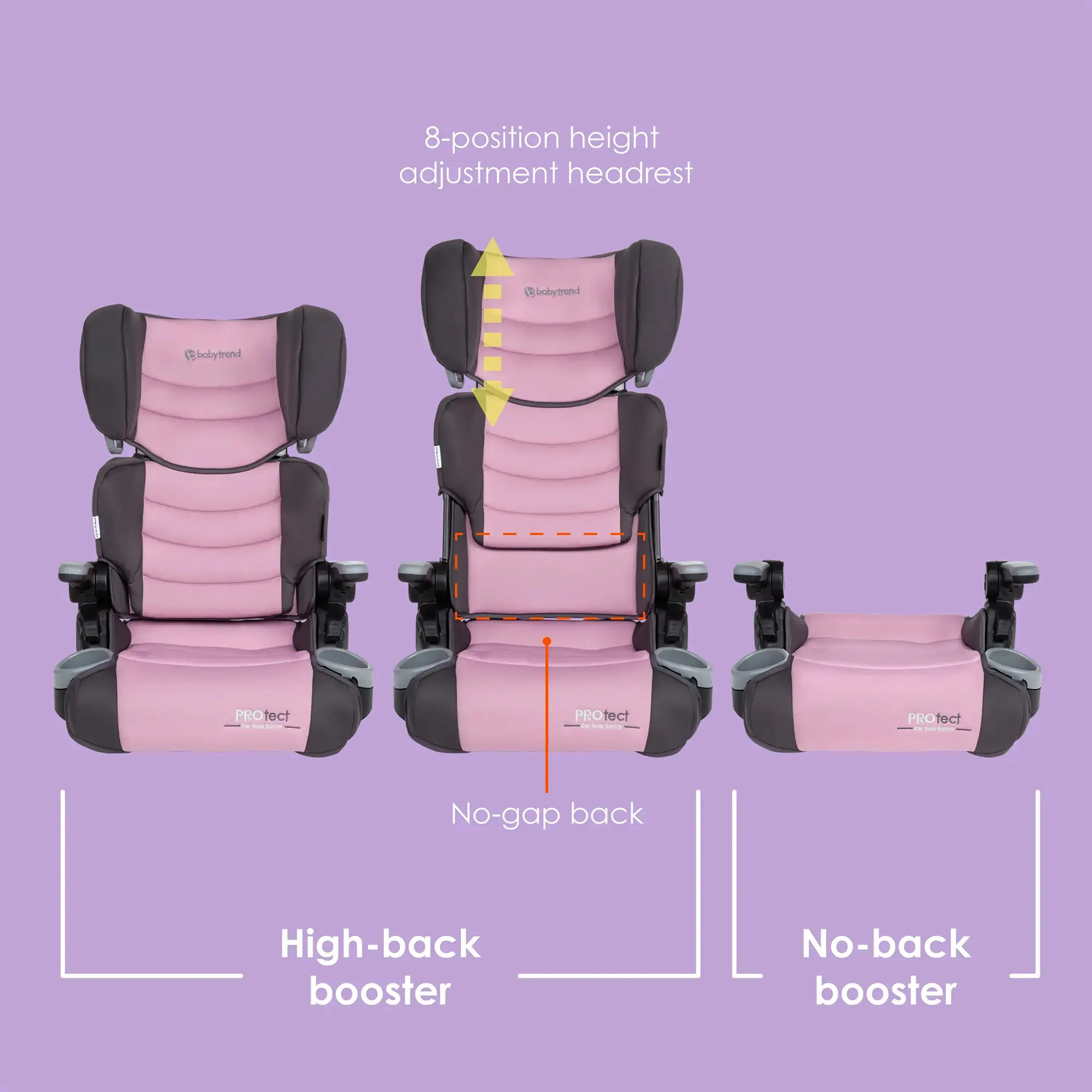 2-in-1 Lightweight Folding Booster Car Seat w/ Side Impact Protection & Comfortable Arm Rests