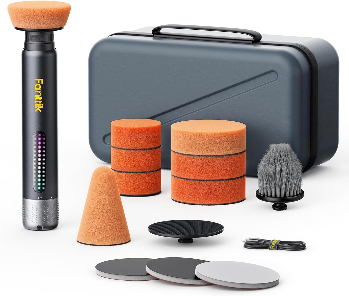 P10 Pro Mini Car Buffer Polisher, 4000mAh Cordless Rotary Car Polisher Waxer, 2 Inch/3 Inch, 3 Variable Speed 300-950 RPM Car Detailing Kit for Polishing, Sanding, Waxing and Cleaning