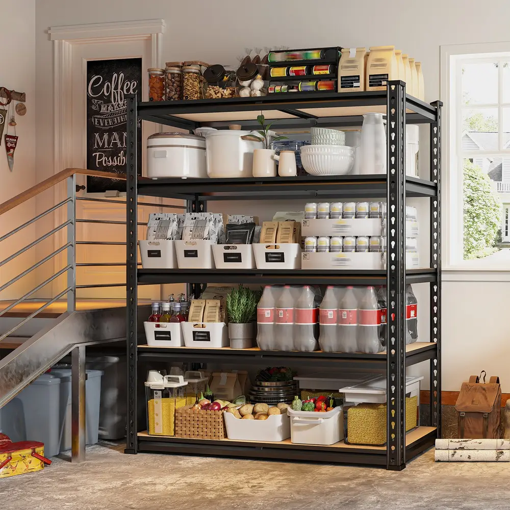 Garage Shelves Classic 5-Tier Metal Storage Shelving Unit Height Adjustable Versatile Utility Rack Shelf for Craft Warehouse Pantry Kitchen Organiser Industrial Bookshelf