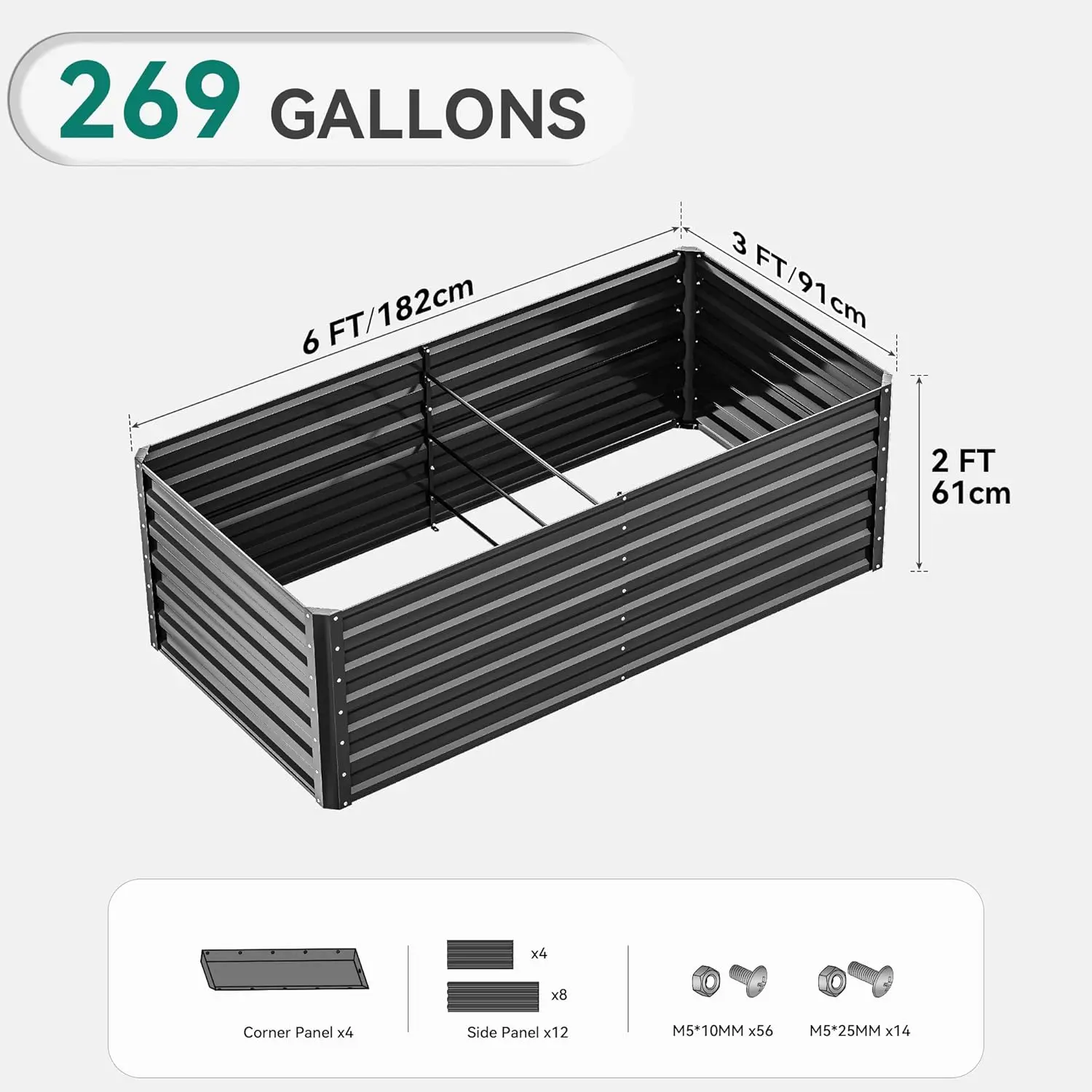 1pc Raised Garden Bed Kit, with Gloves & Tension Bar, Outdoor Patio Planter Box for Plants Vegetables Flowers