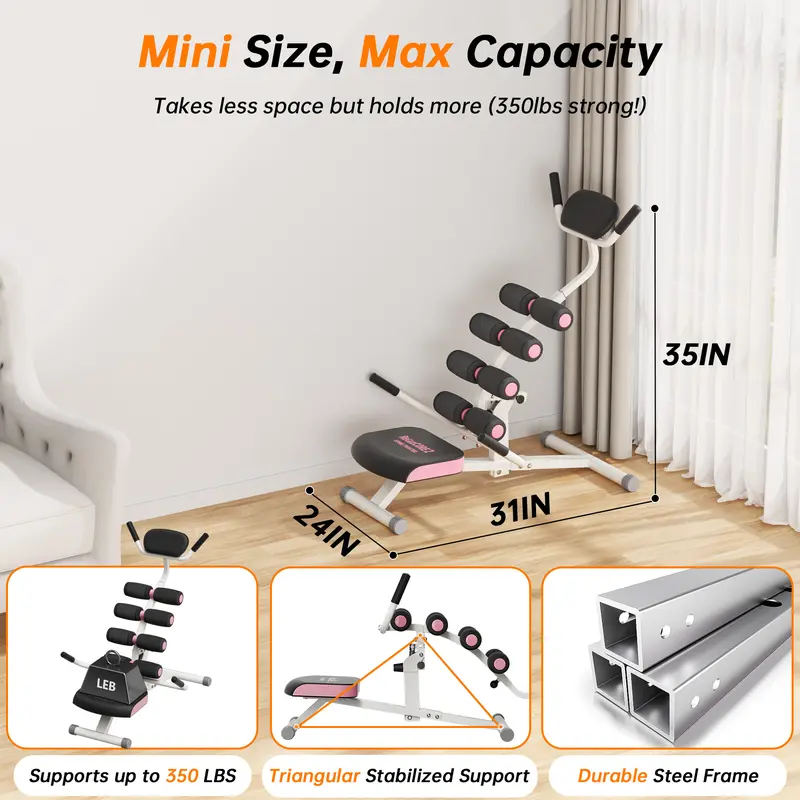 Mini Inversion Table, 2-Position Adjustable Heavy-Duty Steel Frame Fitness Gear, Home Workout & Gym Equipment for Spinal Care, Back Relief & Stretching
