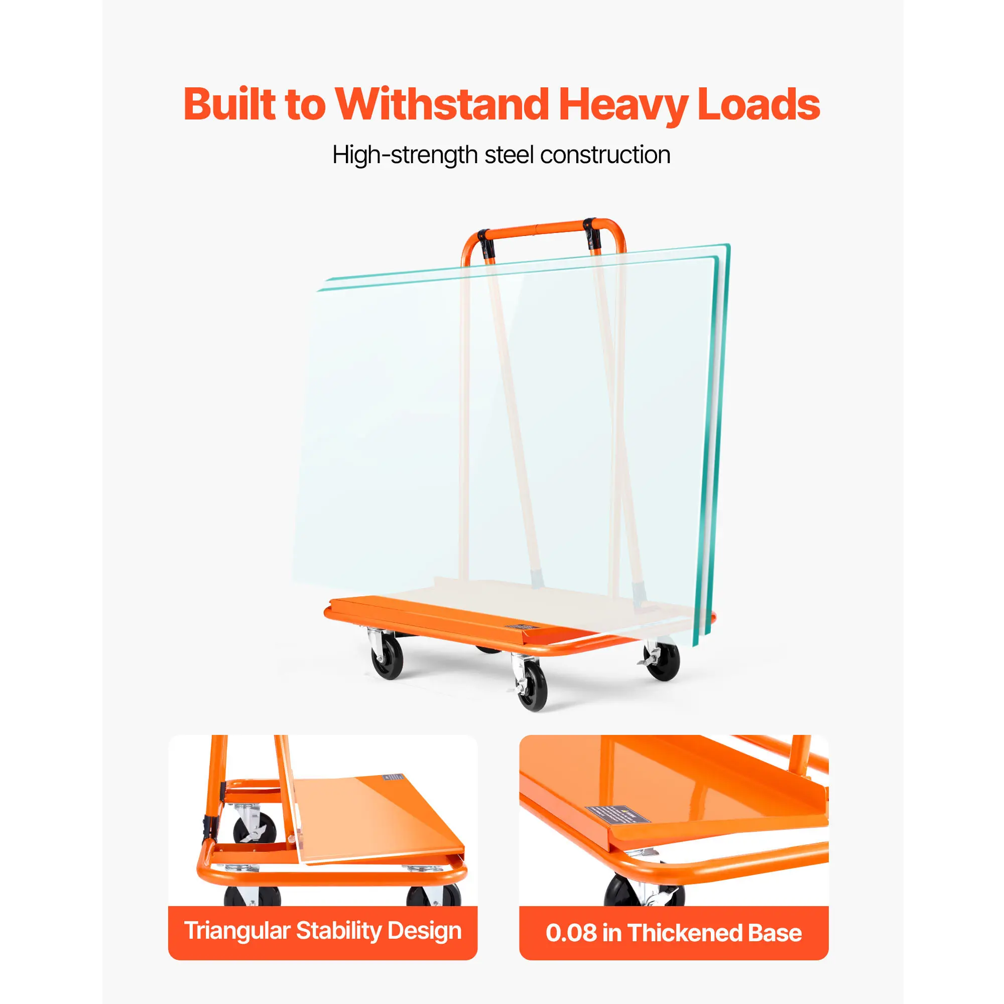 Drywall Cart Dolly 1800 lbs Load Capacity Steel Panel Dolly