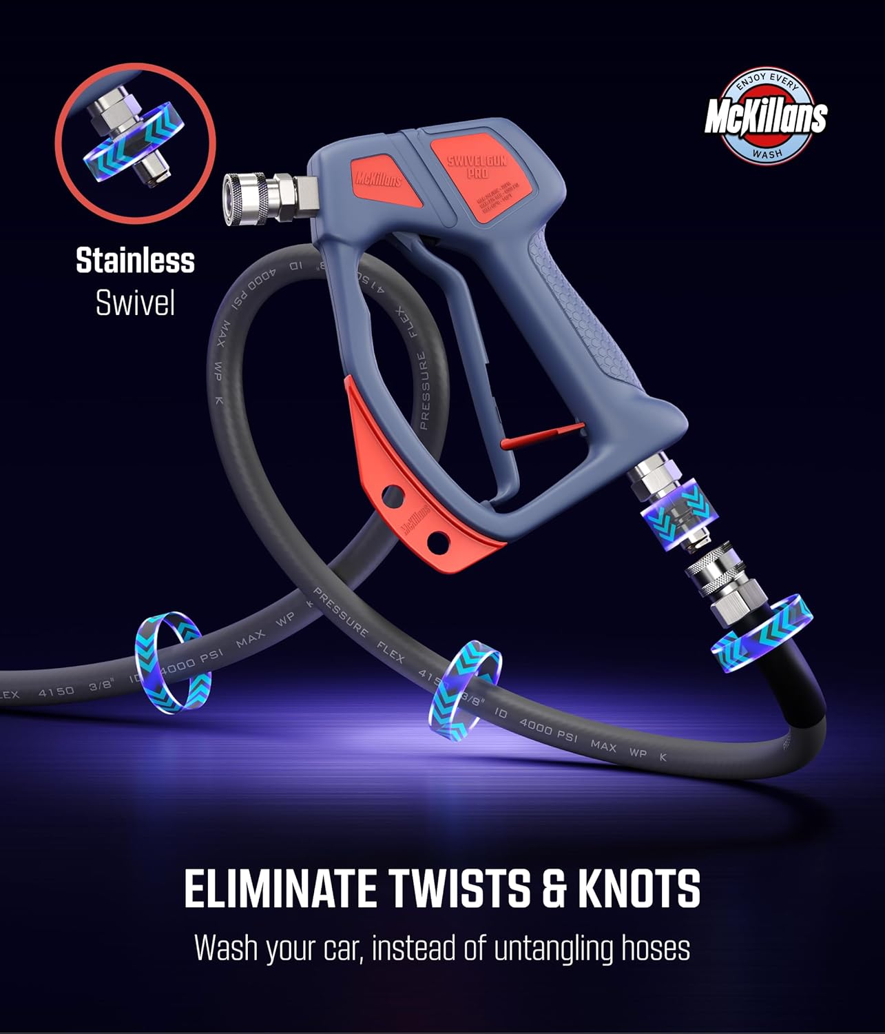 Pro 360° Swivel Short Pressure Washer Gun (Anti-Tangle)