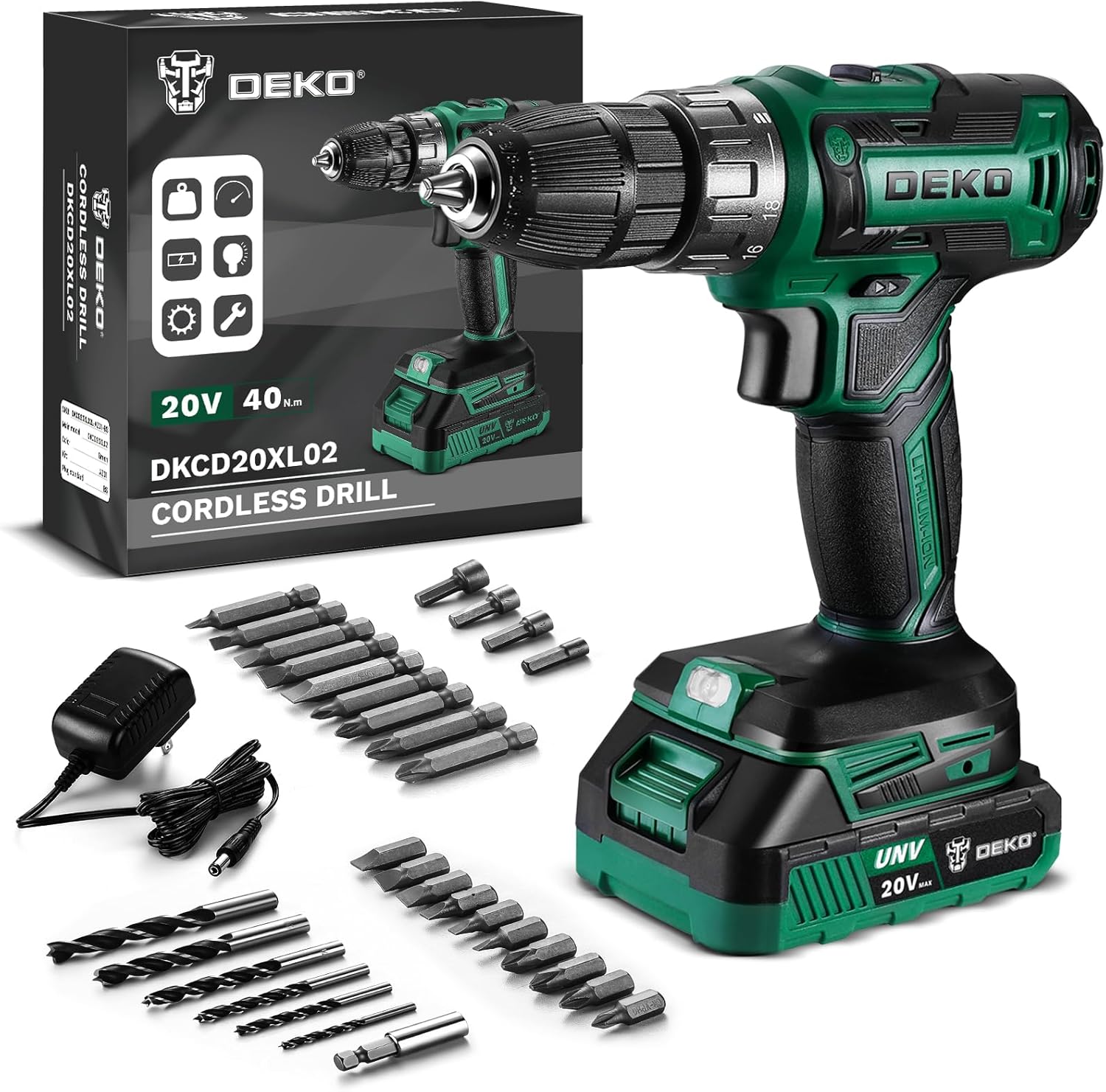 Cordless Drill Tool Kit Set: 20V Power Drill Tool Box with Battery Electric Drill Driver for Men Home Hand Repair Basic Toolbox Tools Sets Drills Case