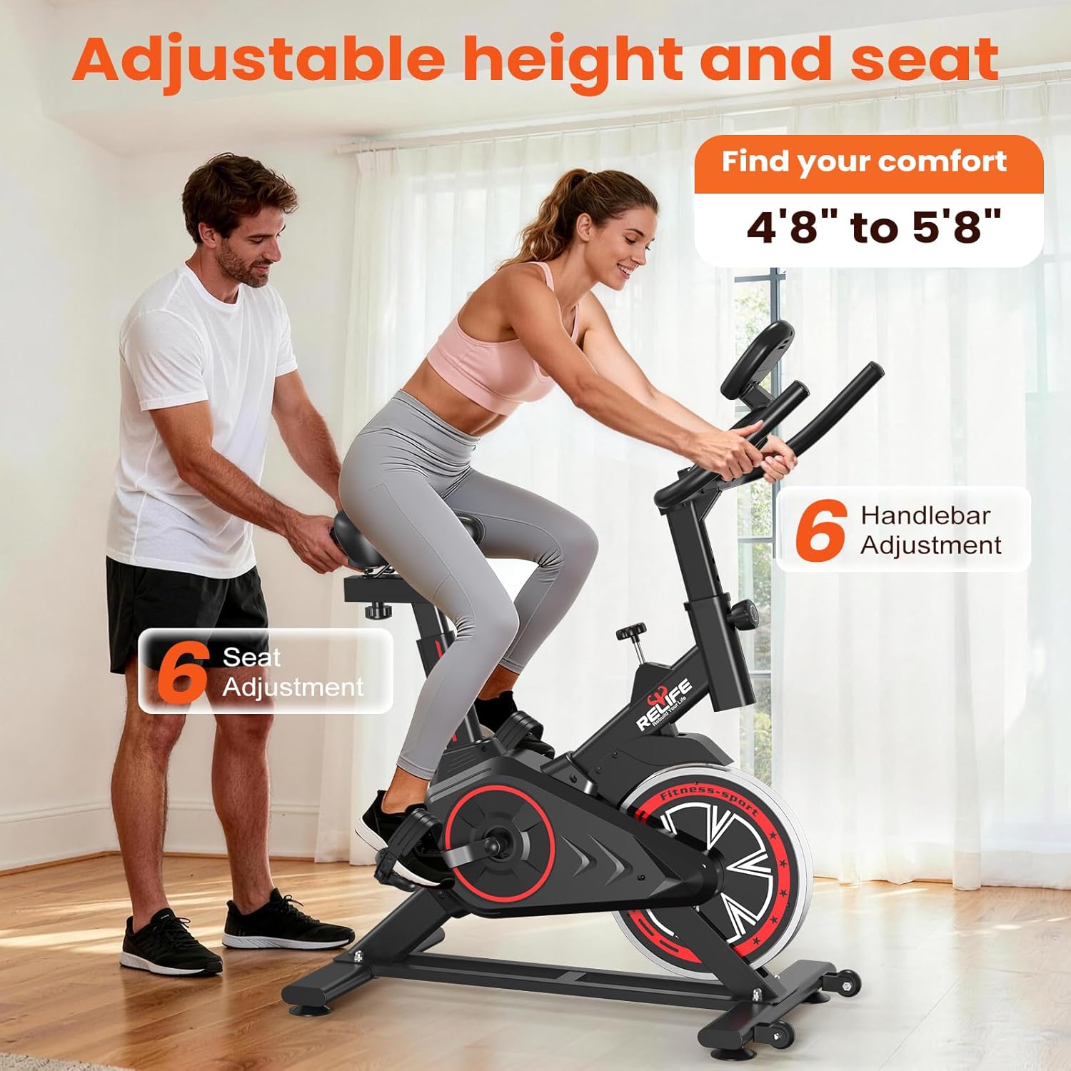 Stationary Exercise Bike – Silent Belt Drive Indoor Cycling Bike with Adjustable Resistance, Comfort Seat & LCD Monitor