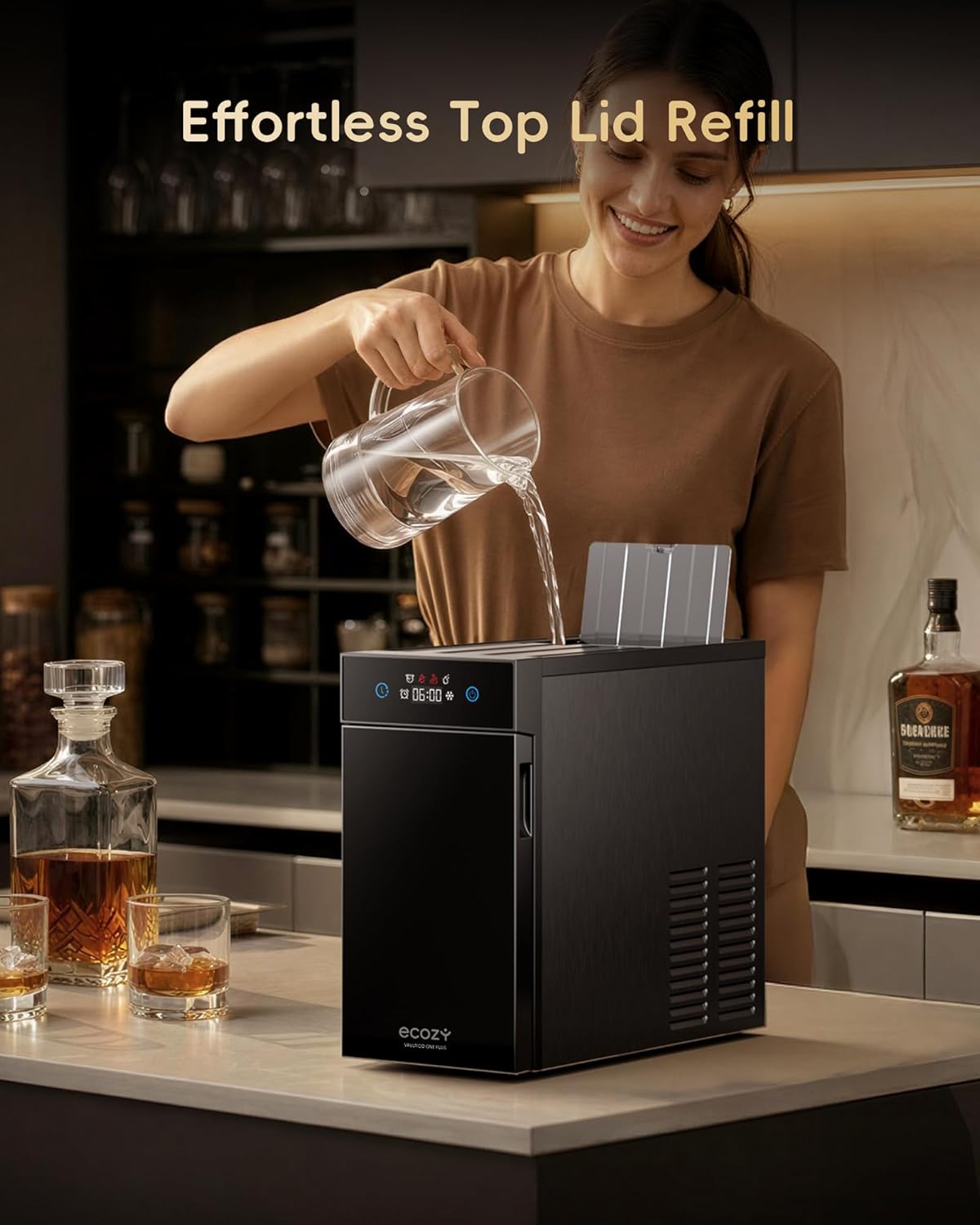 2.4" Clear Ice Ball Maker Countertop with CrystalFlux Technology, Minimal Footprint Sphere Ice Maker with 8H Timer, 1 pcs in 40 Mins, 32 pcs/Day, Self-Cleaning for Home Bar Whiskey & Bourbon