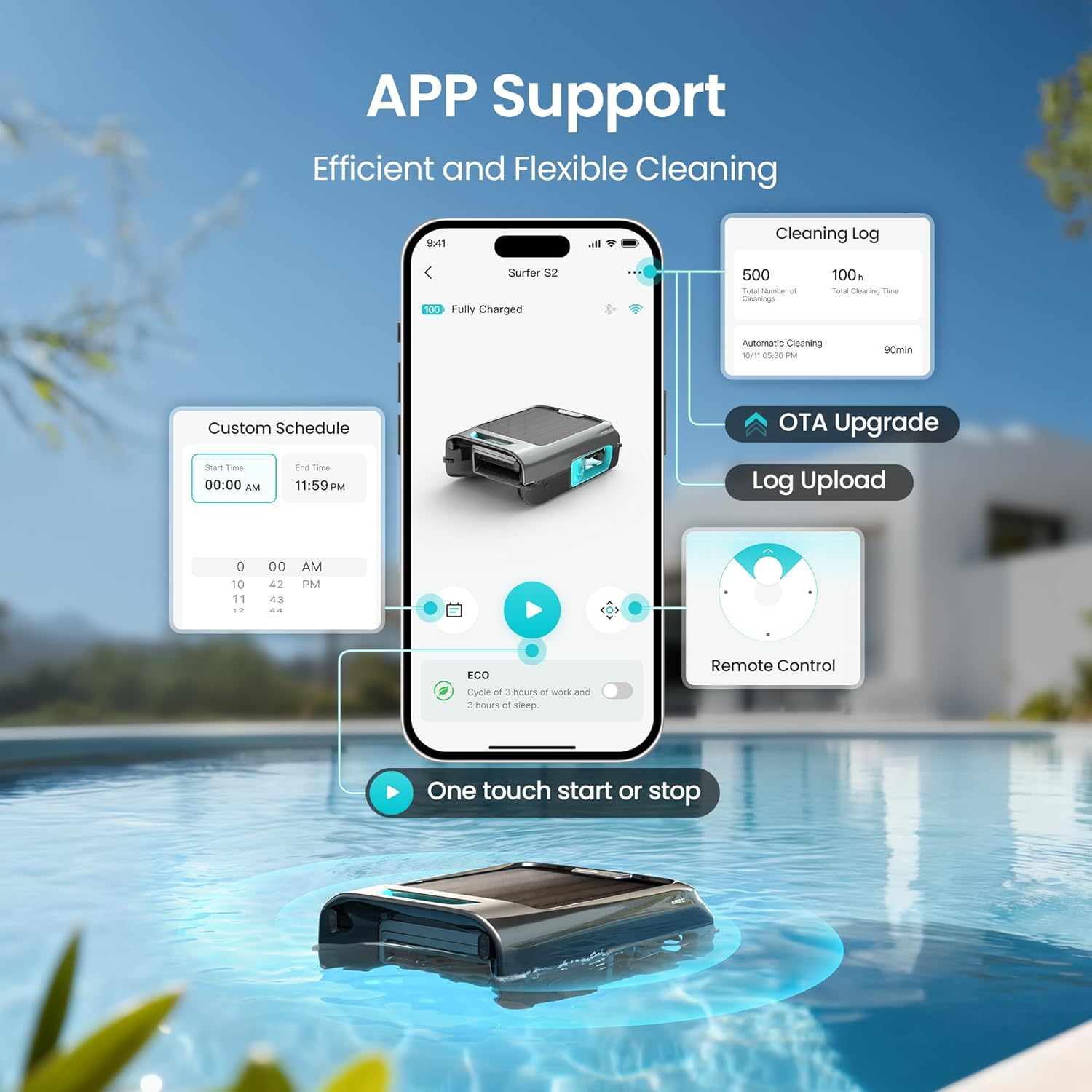S2 Robotic Solar Pool Skimmer with APP Support