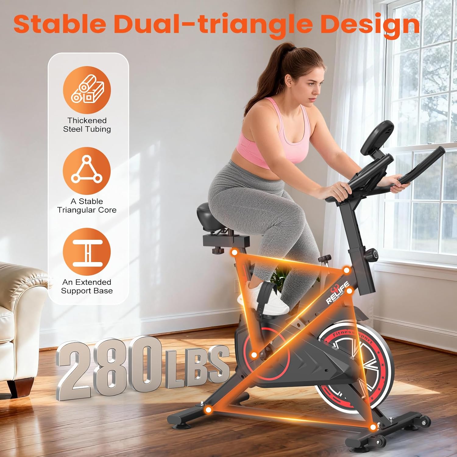 Stationary Exercise Bike – Silent Belt Drive Indoor Cycling Bike with Adjustable Resistance, Comfort Seat & LCD Monitor
