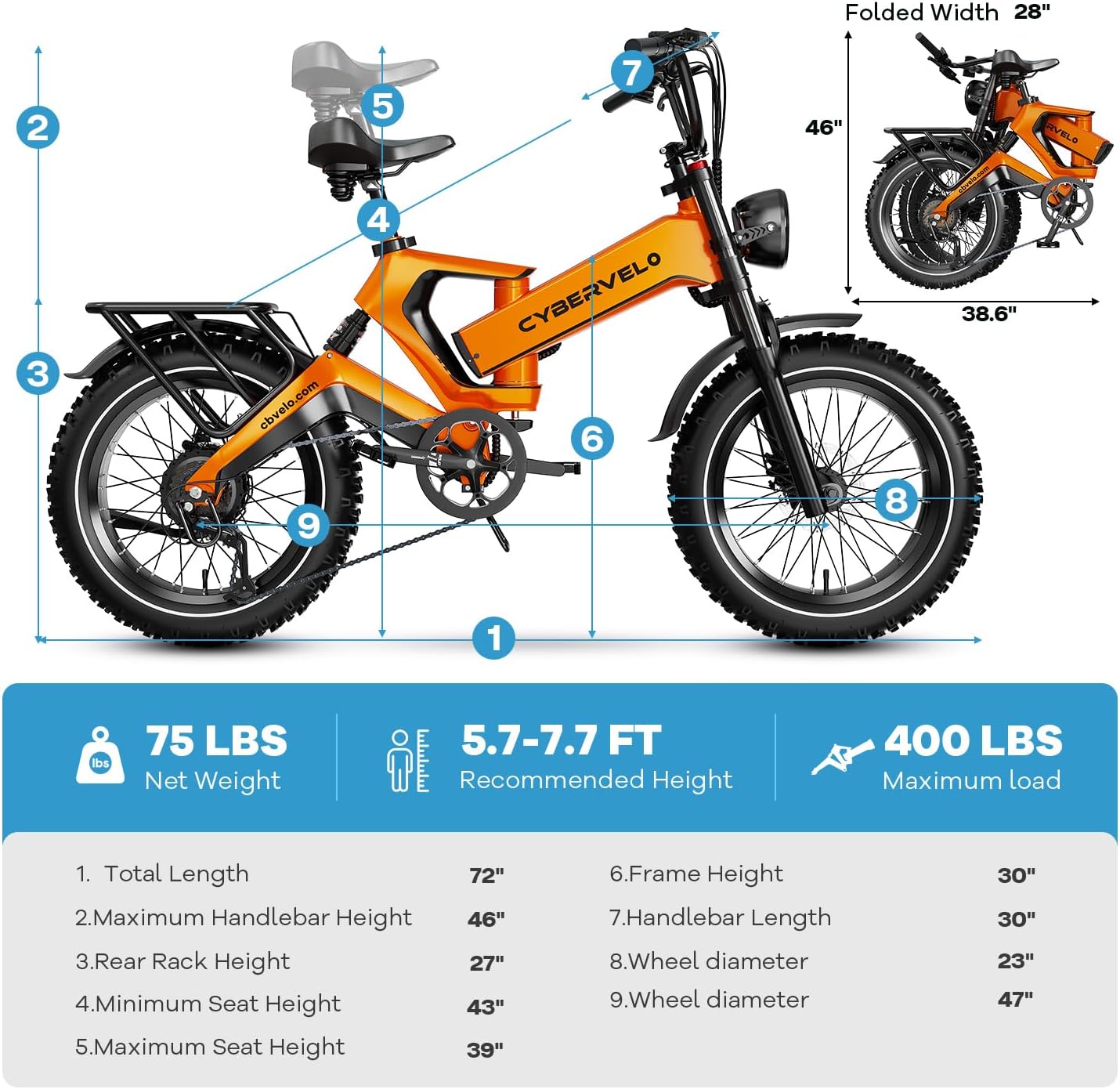 EK6 Adult Folding Electric Bike, with a top speed of 35 mph and a range of 100 miles (Buy now and get two batteries free)