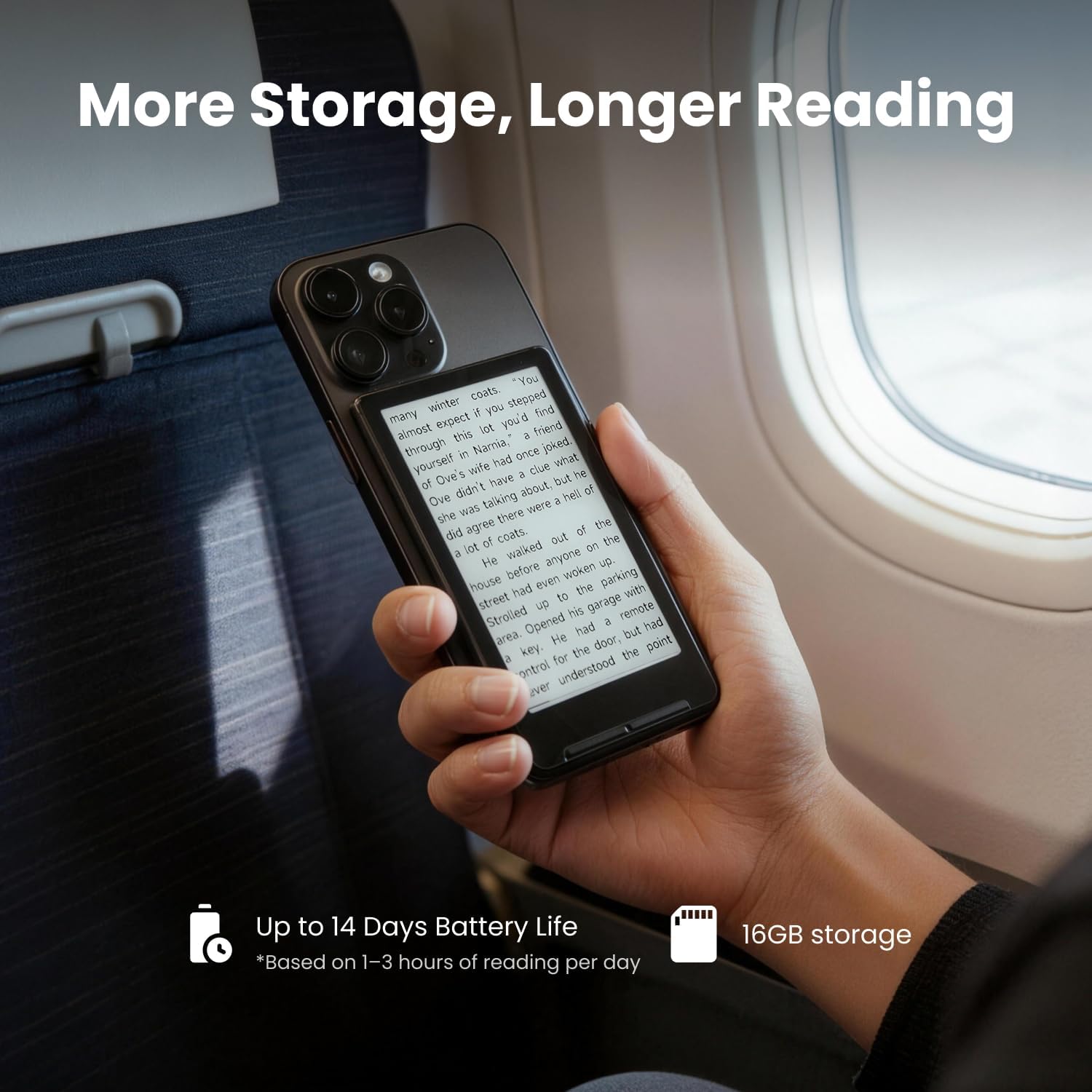 X4 E-Book Reader, 4.3" Portable Pocket E-Ink eReader with Physical Page-Turn Buttons, Ultra-Thin 0.23 inch&2.72 oz, Magnetic-Ready Design,Distraction-Free Reading, 16GB Storage, Frost White