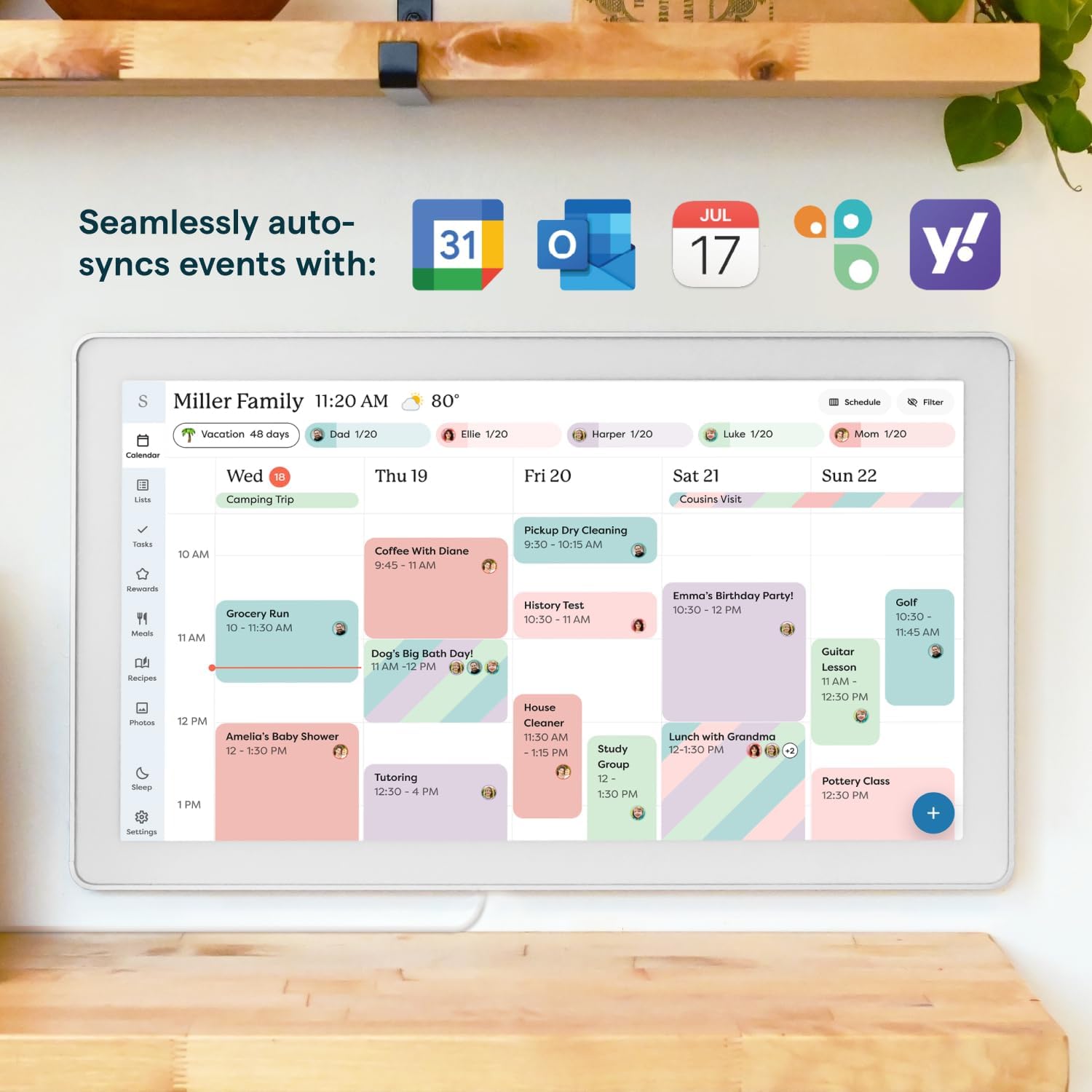 27-Inch Smart Digital Calendar & Chore Chart, Family Organizer with Interactive