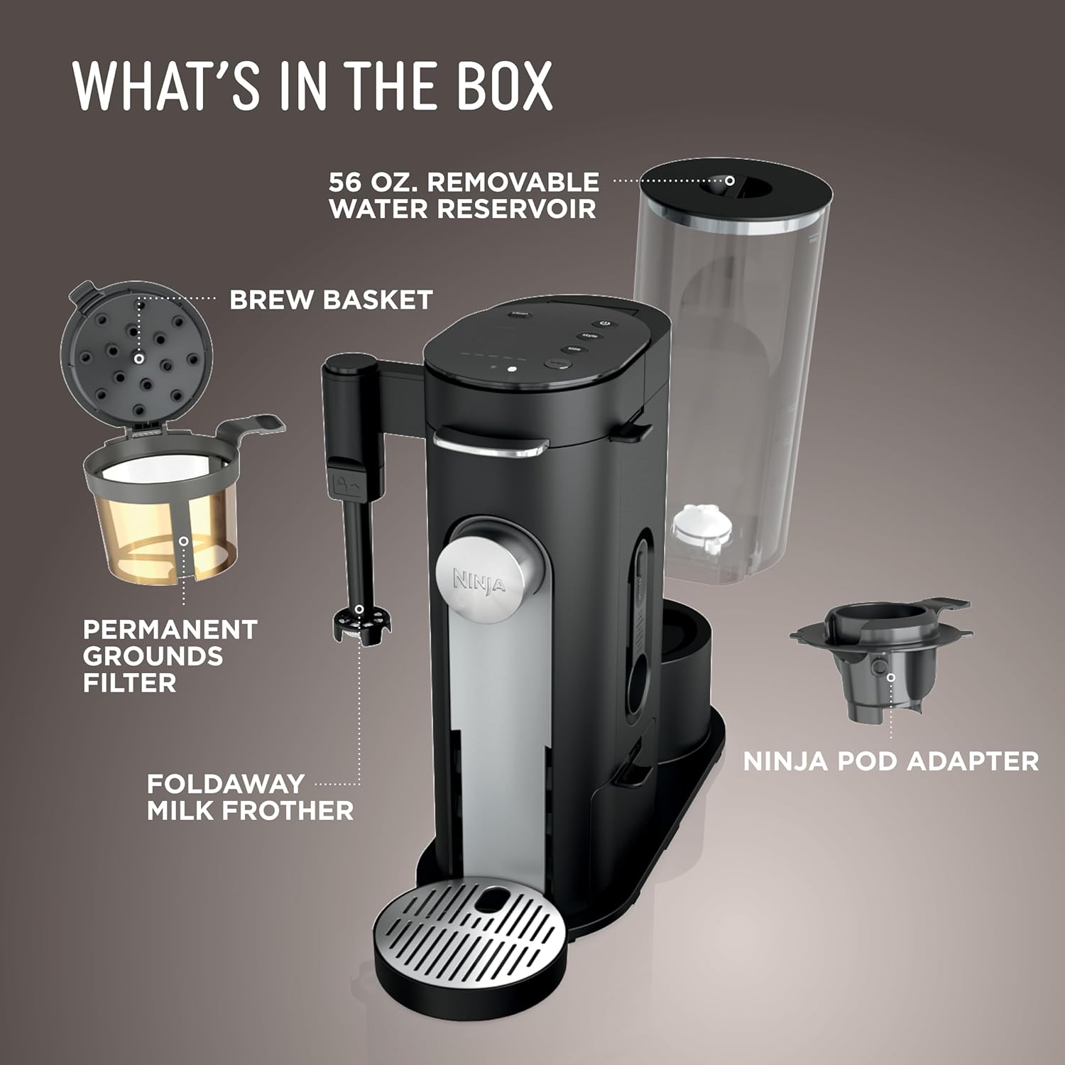 Single-Serve Coffee Maker – Compatible with Pods & Grounds, Specialty Coffee, Black