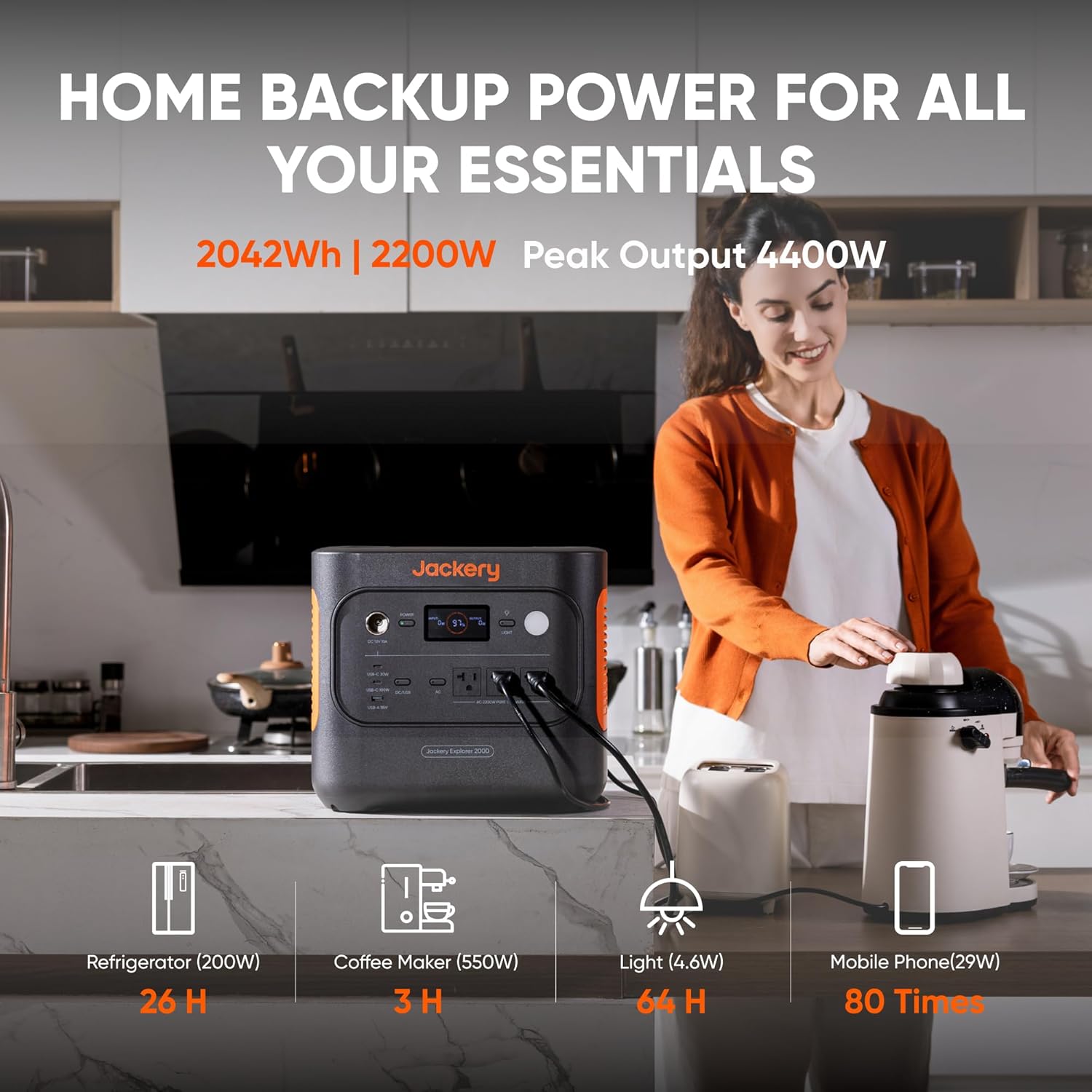 2000 v2 Portable Power Station with 2x200W Solar Panels, 2042Wh LiFePo4 Battery, 2200W Solar Generator, 20ms UPS, USB-C PD 100W Fast Charging for Power Outages, Emergencies, Camping