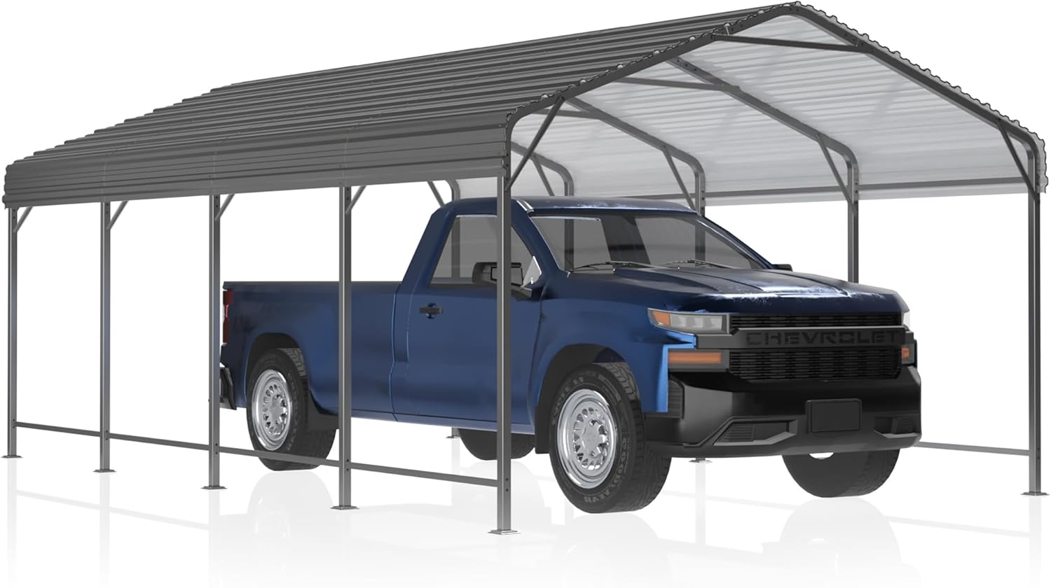 Heavy Duty Car Port Canopy with Reinforced Base and Galvanized Steel Roof & Frame, 2 Car Garage Shelter for Car, Boats and Trucks