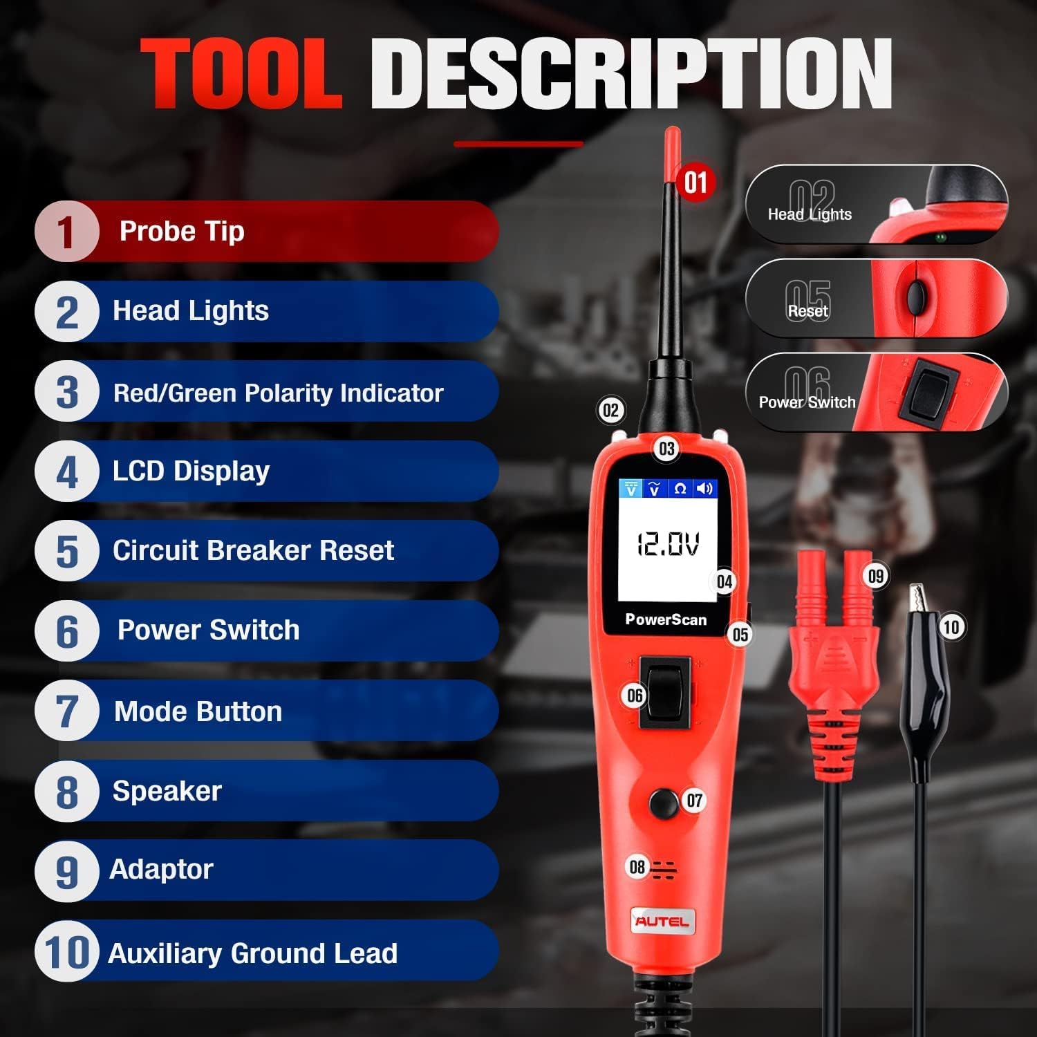 Professional Automotive 12V/24V Power Circuit Probe System Kit