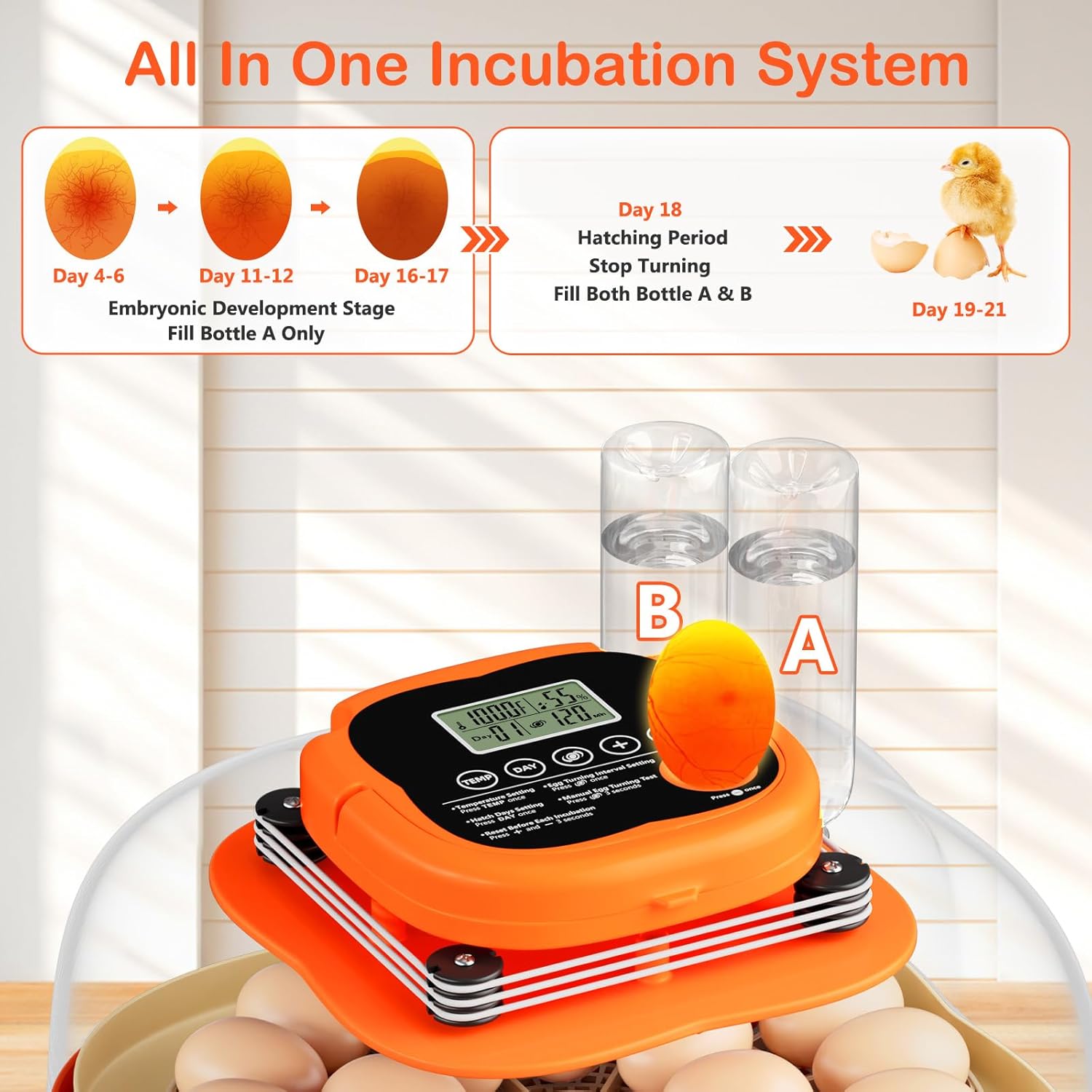 18 & 25 Egg Incubators for Hatching Eggs, Egg Incubator with Automatic Egg Turning and Humidity Control, Incubators for Hatching Eggs Chicken Quail Parrot Pigeon