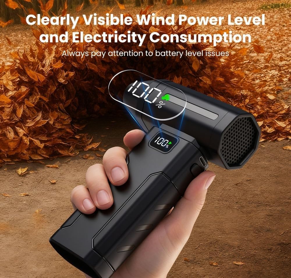 Compressed Air Duster, 180000RPM Powerful Cordless Electric Air Duster with Brushless Motor and LED Light, Rechargeable Stepless Speed Regulation Dust Blower