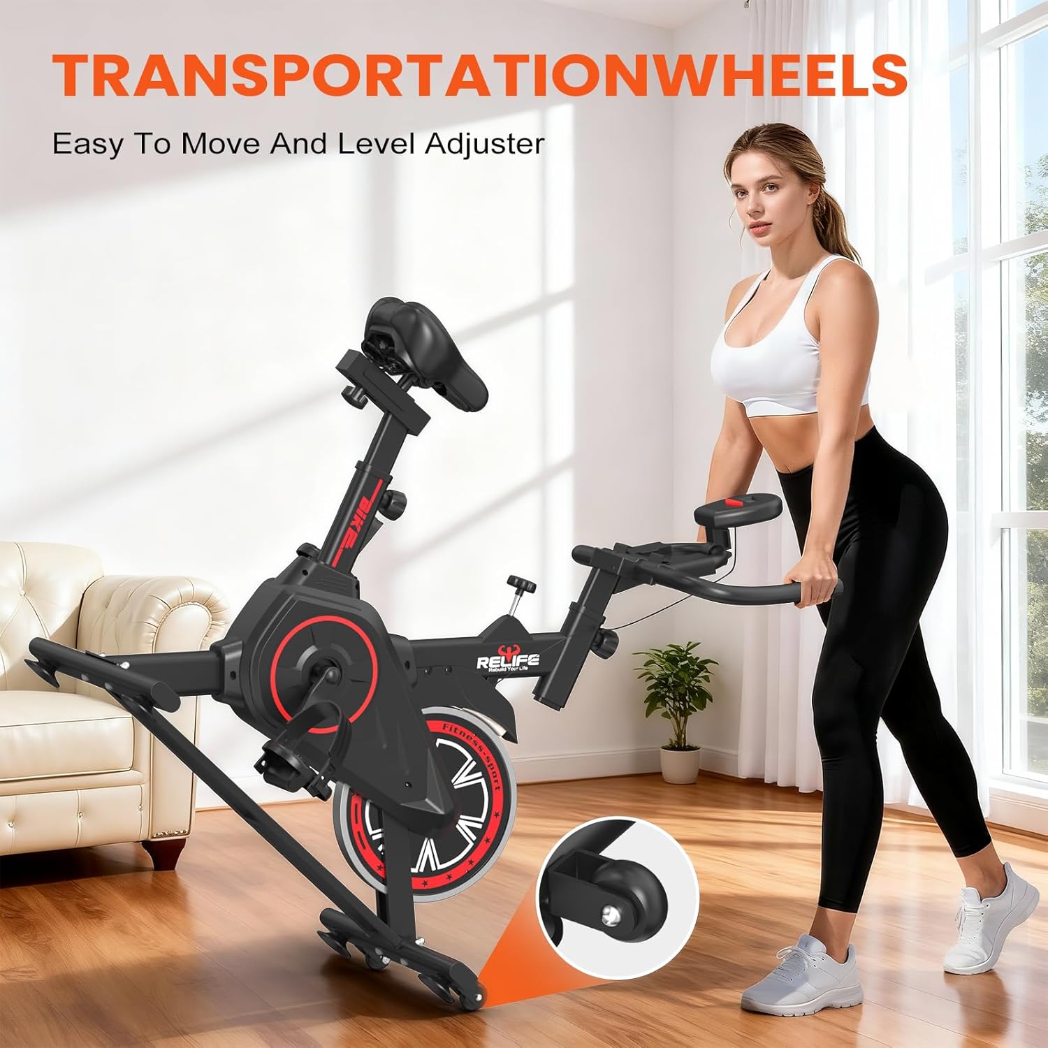 Stationary Exercise Bike – Silent Belt Drive Indoor Cycling Bike with Adjustable Resistance, Comfort Seat & LCD Monitor