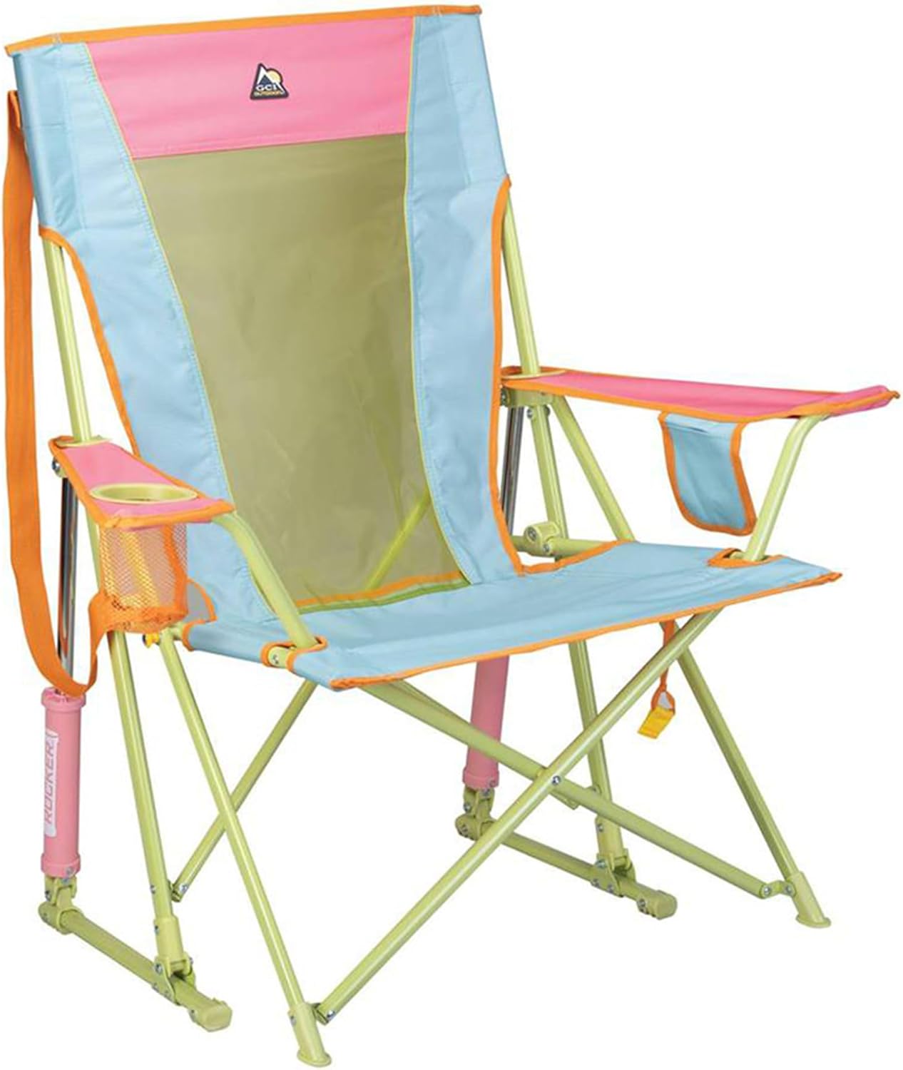 Comfort Pro Rocker Camping Chair | Portable Folding Rocking Chair with Durable Armrests & Drink Holder — Floral