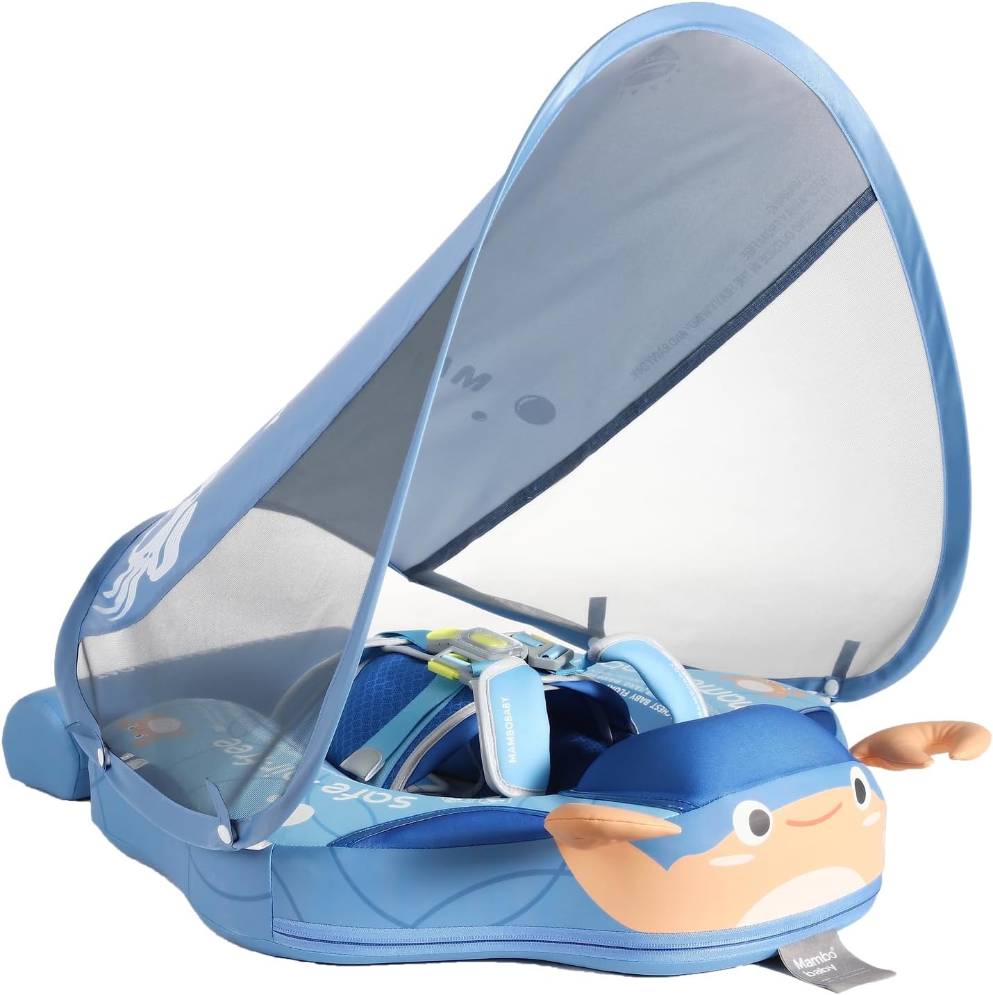 Non-inflatable baby swim ring with sunshade, upgraded rear design