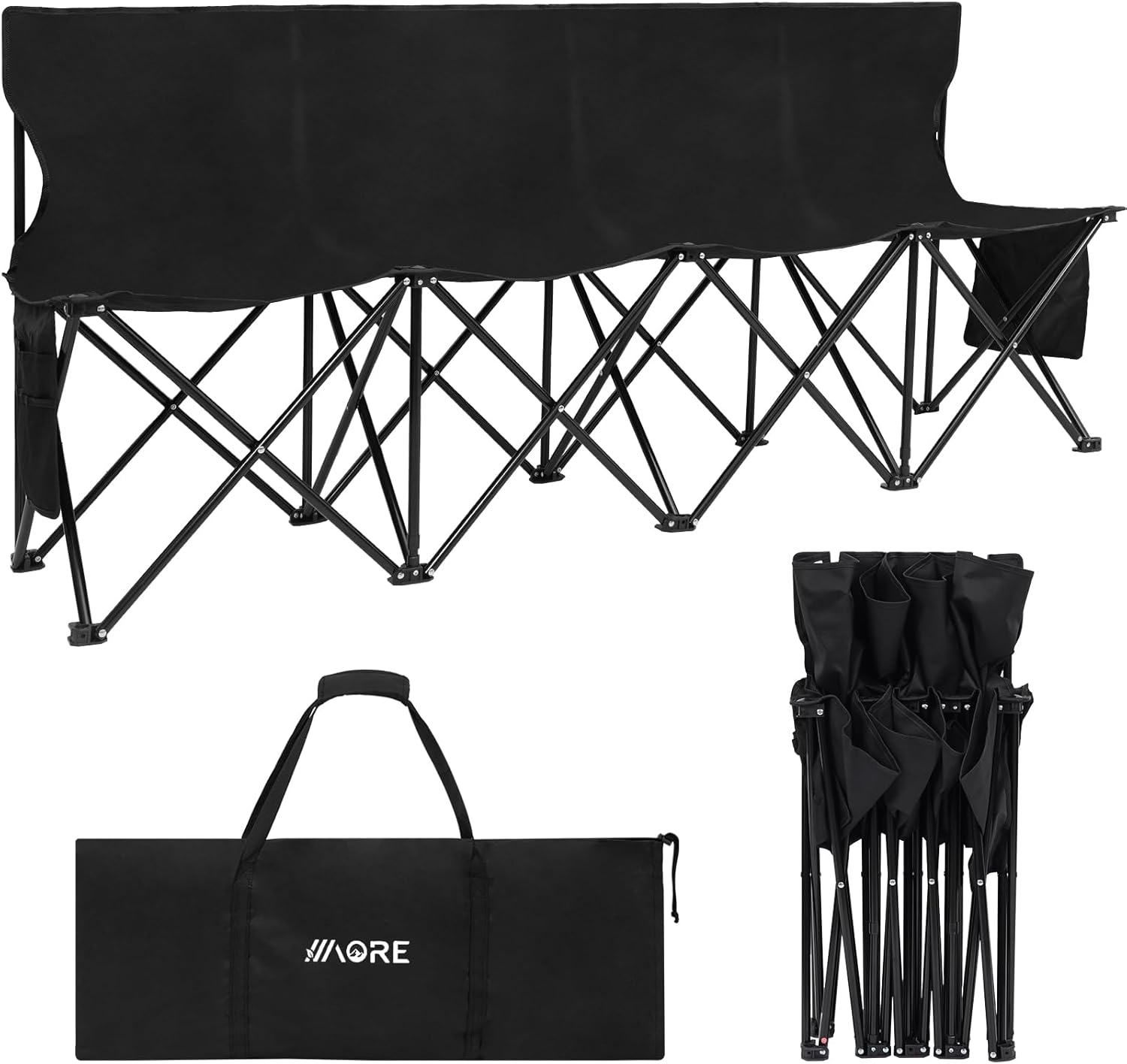 Portable Folding Sideline Bench – 8-Seat Outdoor Team Bench with Backrest & Carry Bag for Sports, Camping & Fishing, Blue