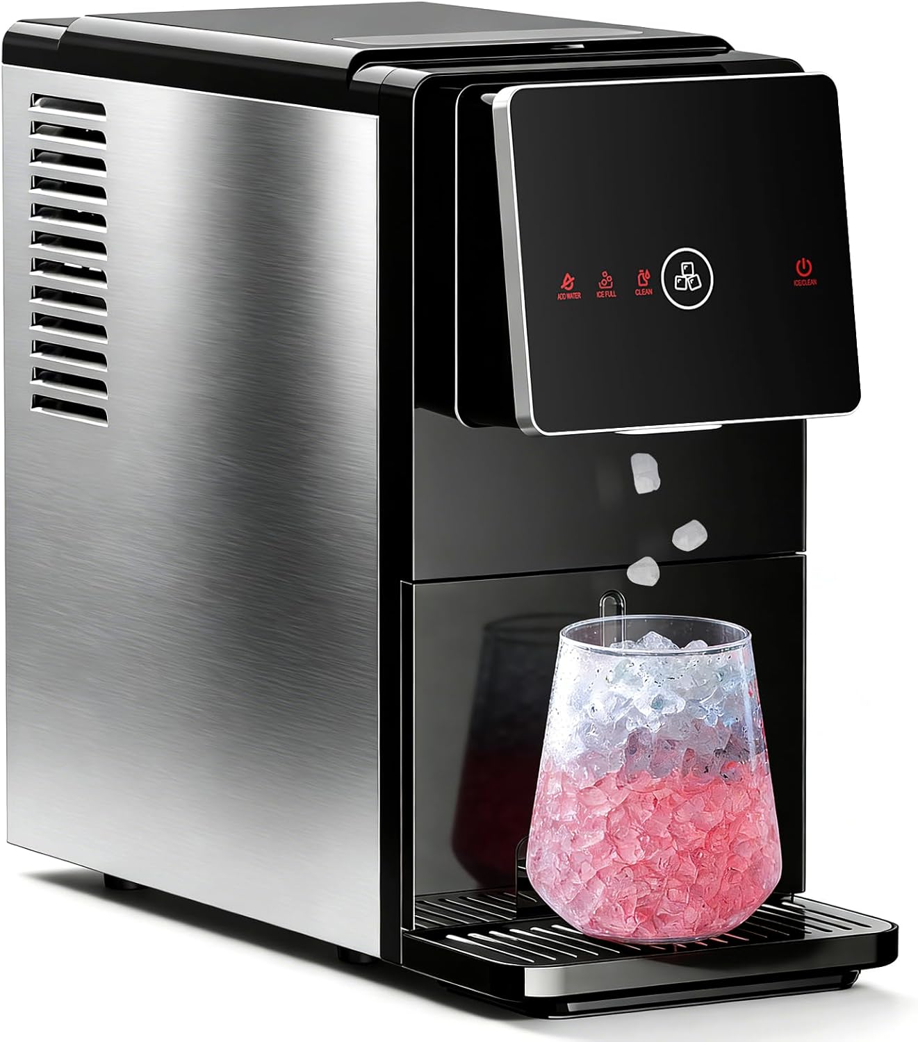 Ice Maker Countertop, 33 Lbs/24H, Automatic Ice Dispenser, Self-Cleaning Portable Ice Machine, 1.8L Water Tank