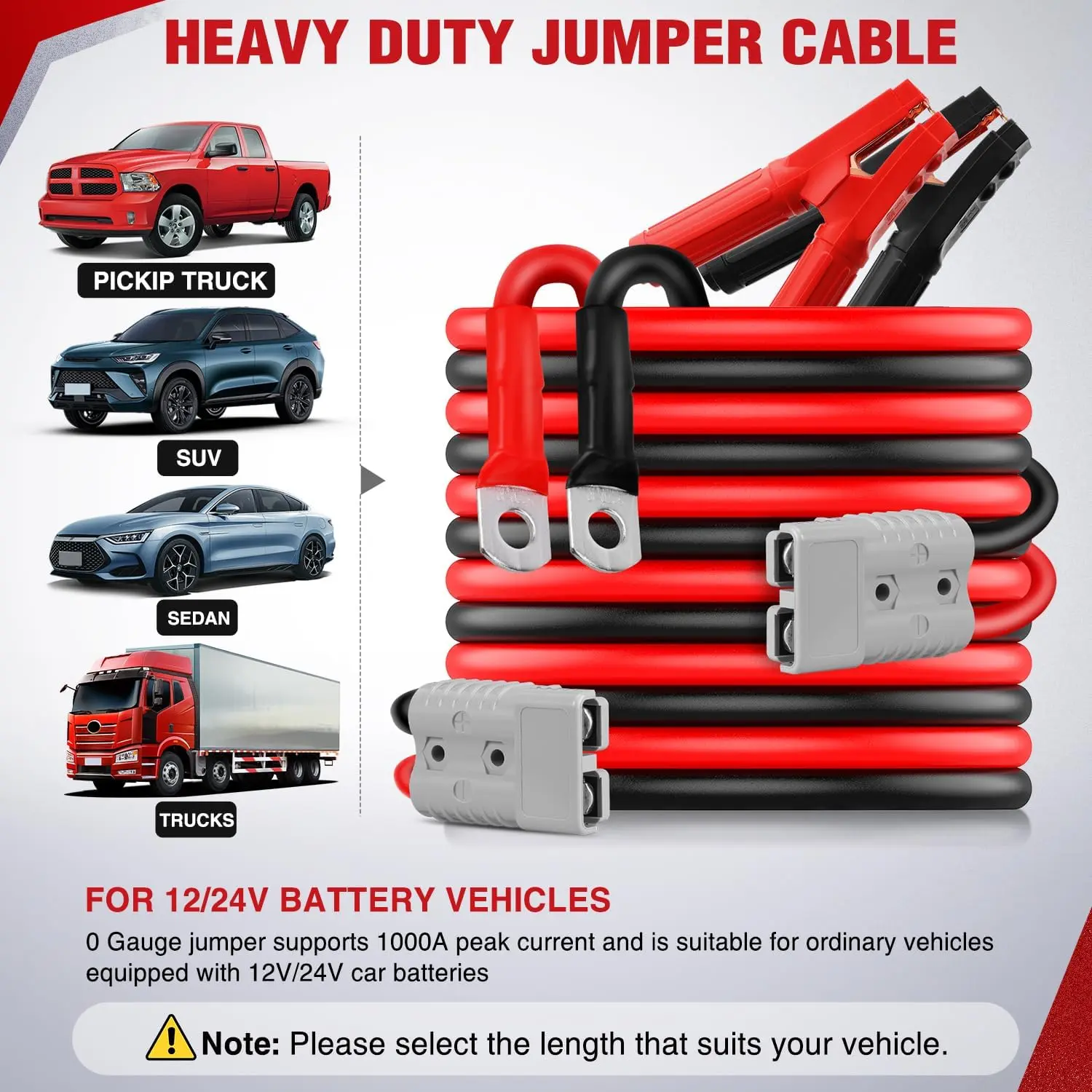 Nilight 0 Gauge 25 Feet Heavy Duty Jumper Cables 1000 Amp Booster Battery Cables with Permanent Installation kit and Quick Connect Plug Includes carrying bag for 12V & 24V Cars SUVs and Trucks summervibes fathersdaygift