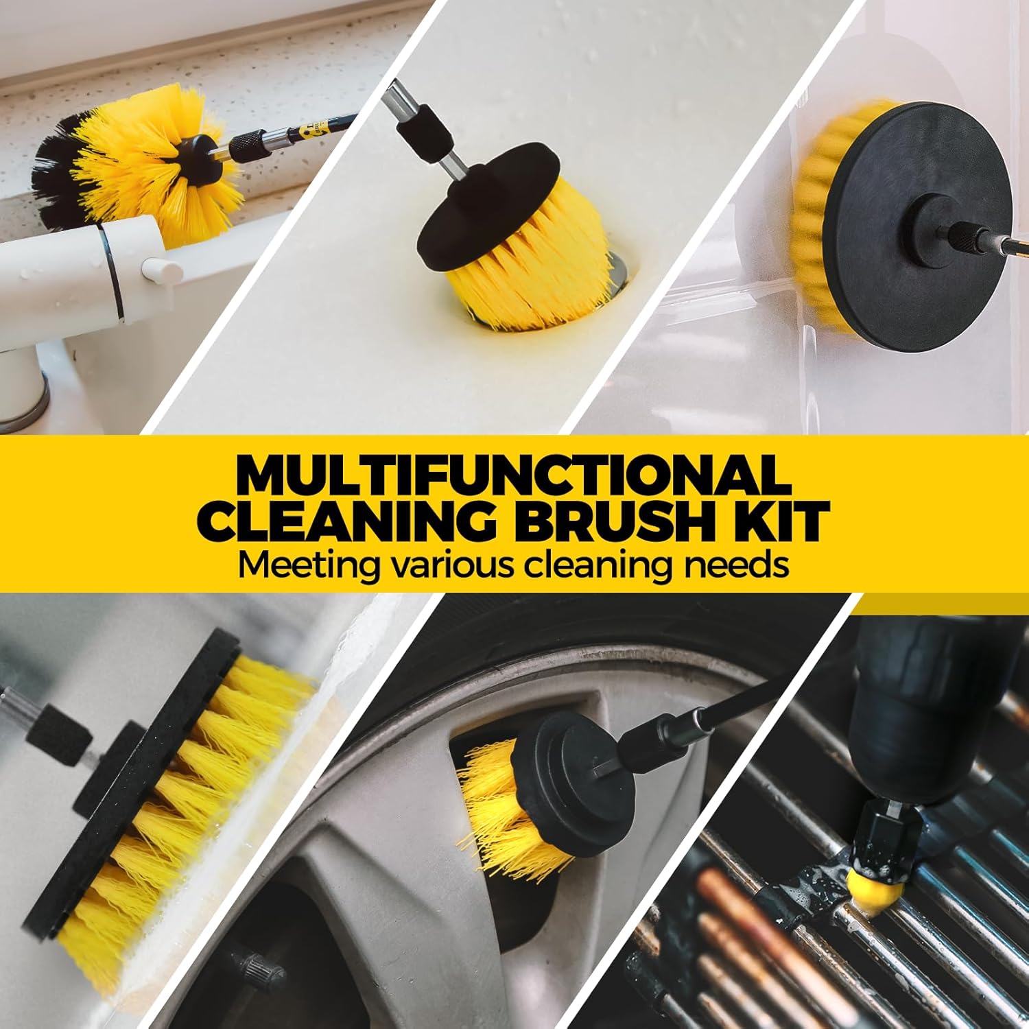 30Pack Drill Brush Attachments Set,Scrub Pads & Sponge, Power Scrubber Brush