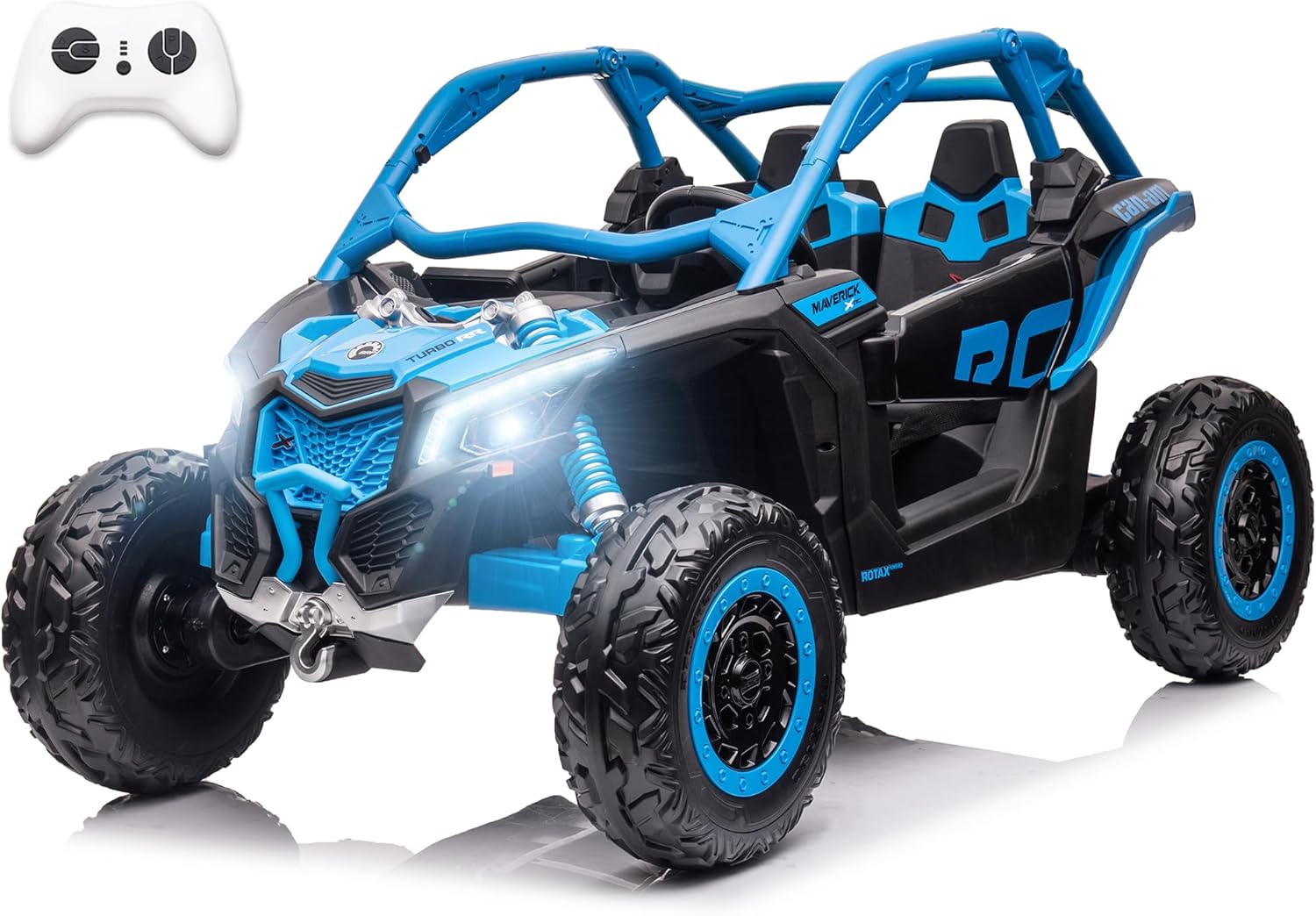 XXXL 24V 2 Seater Kids UTV with Remote Control Licensed  UTV 4WD Ride On Toy for Big Kids Ride On Truck with EVA Wheels, LED Headlight, Music Player, Shock Absorber
