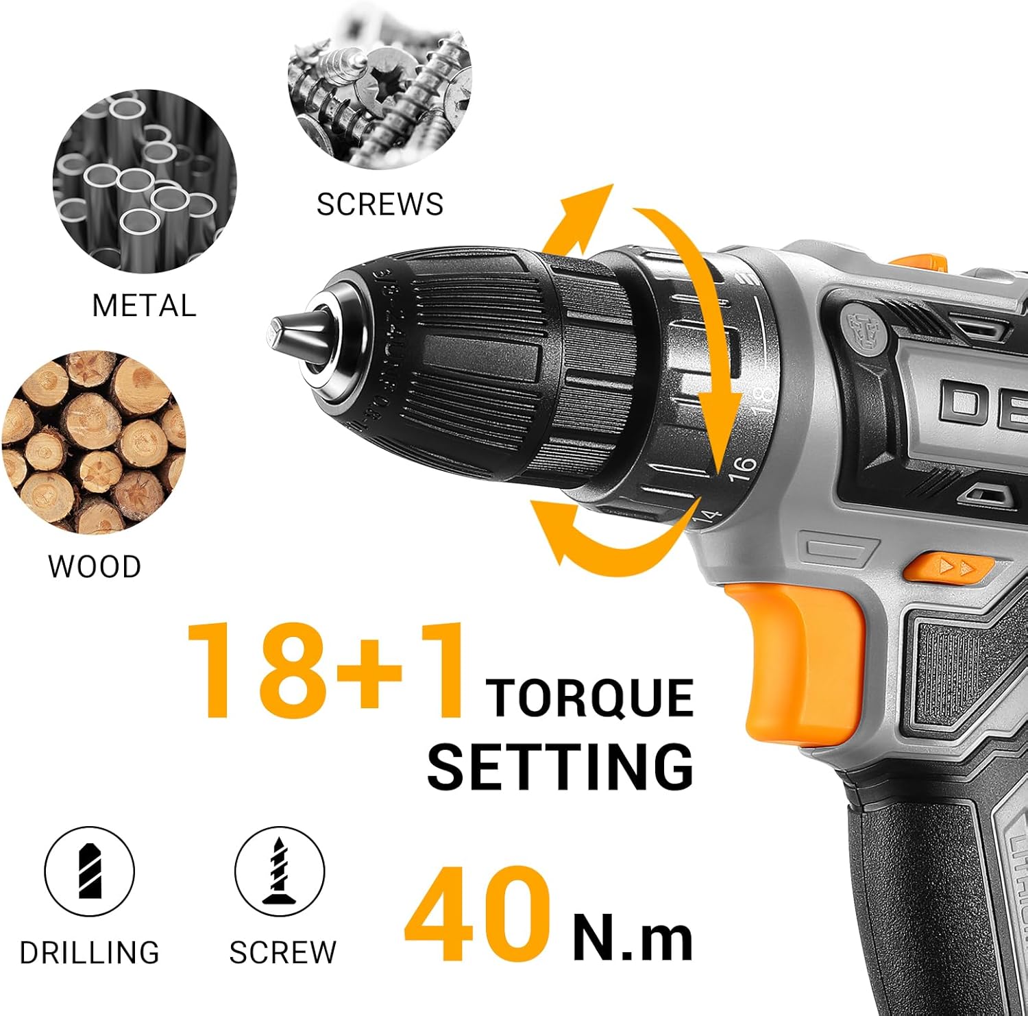 Cordless Drill Tool Kit Set: 20V Power Drill Tool Box with Battery Electric Drill Driver for Men Home Hand Repair Basic Toolbox Tools Sets Drills Case