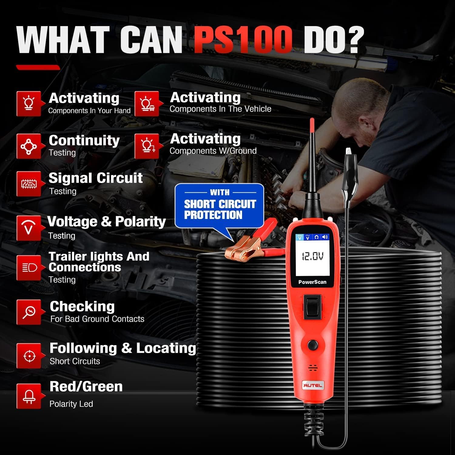 Professional Automotive 12V/24V Power Circuit Probe System Kit
