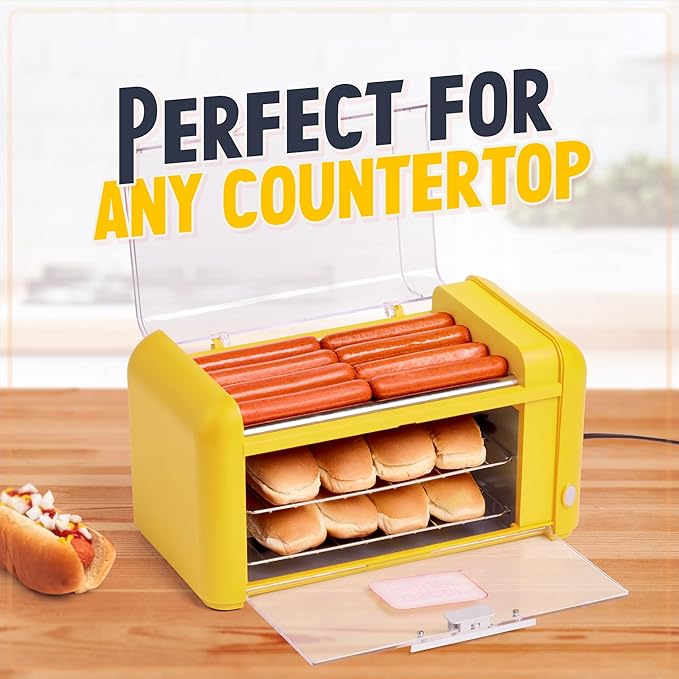 Hot Dog Roller & Bun Warmer – Easy Indoor Hot Dog Cooker for Parties, Game Days & Family Fun