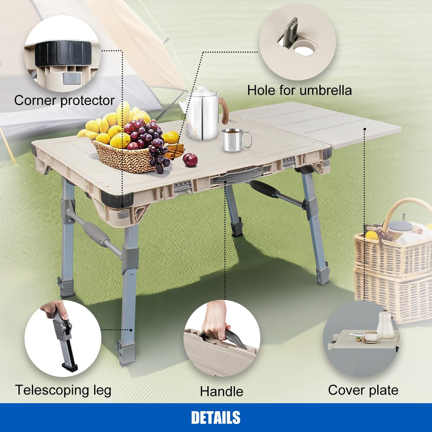 3-Piece Camping Table and Cart Set (Includes 1 Cart and 2 Storage Boxes)