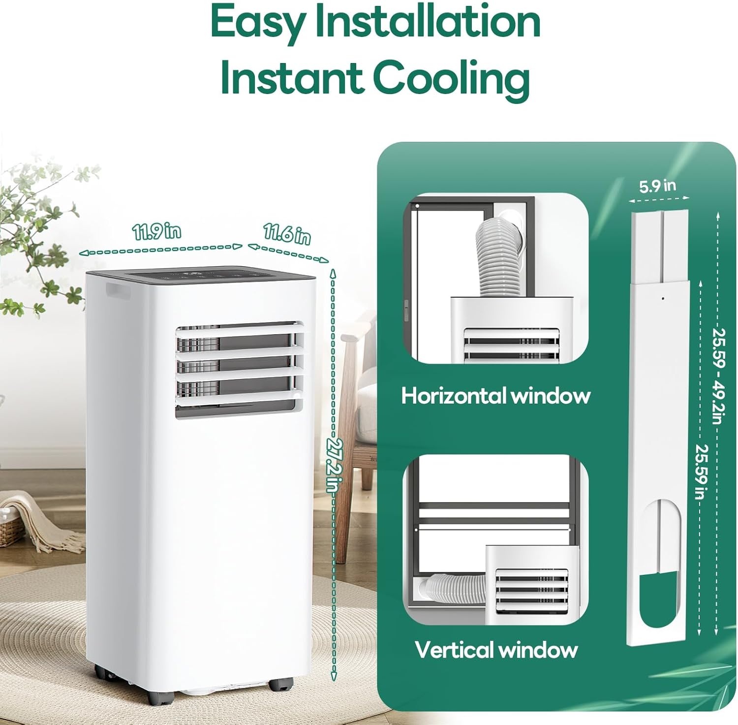 Portable Air Conditioner – 4-in-1 AC, Dehumidifier & Fan, Quiet, Remote Control, Sleep Mode, 24H Timer, for Rooms up to 450 sq.ft