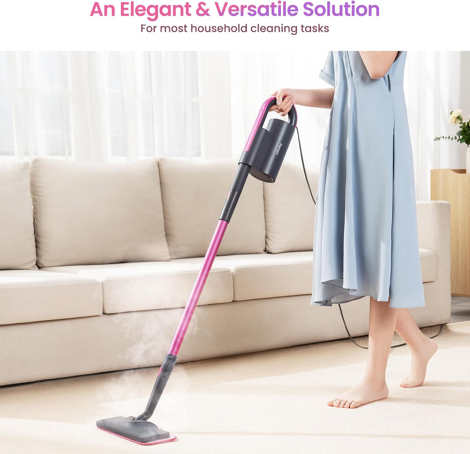 Steam Mop Cleaner with Detachable Handheld Steamer for Cleaning Hardwood, Laminate Floor, Tiles and Grout, with 14-in-1 Multi-purpose Accessories and Washable Microfiber Pads