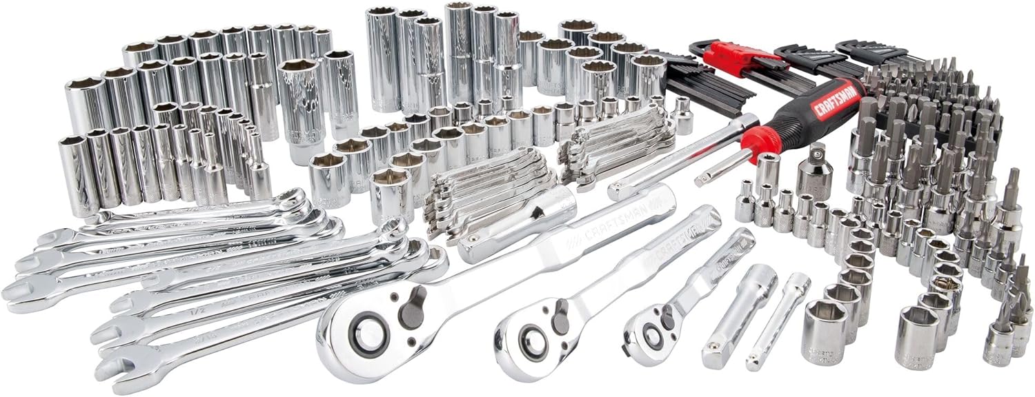 230-Piece Mechanics Tool Set – Socket Wrenches, SAE & Metric, Hex Keys, with Versastack Toolbox