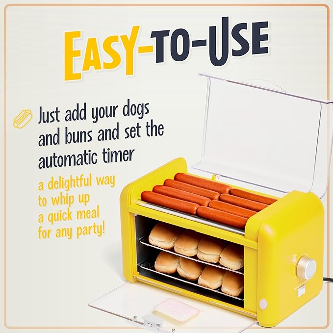 Hot Dog Roller & Bun Warmer – Easy Indoor Hot Dog Cooker for Parties, Game Days & Family Fun