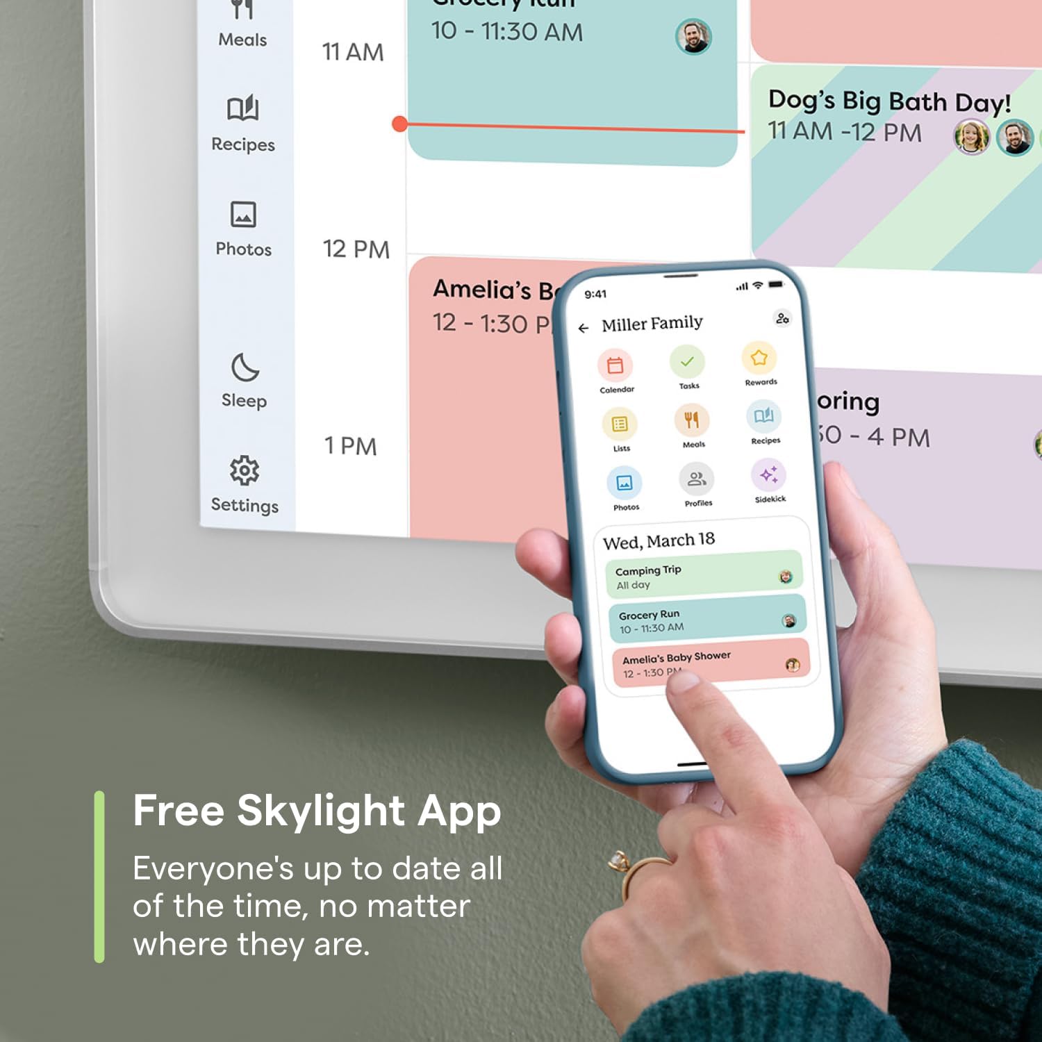 27-Inch Smart Digital Calendar & Chore Chart, Family Organizer with Interactive